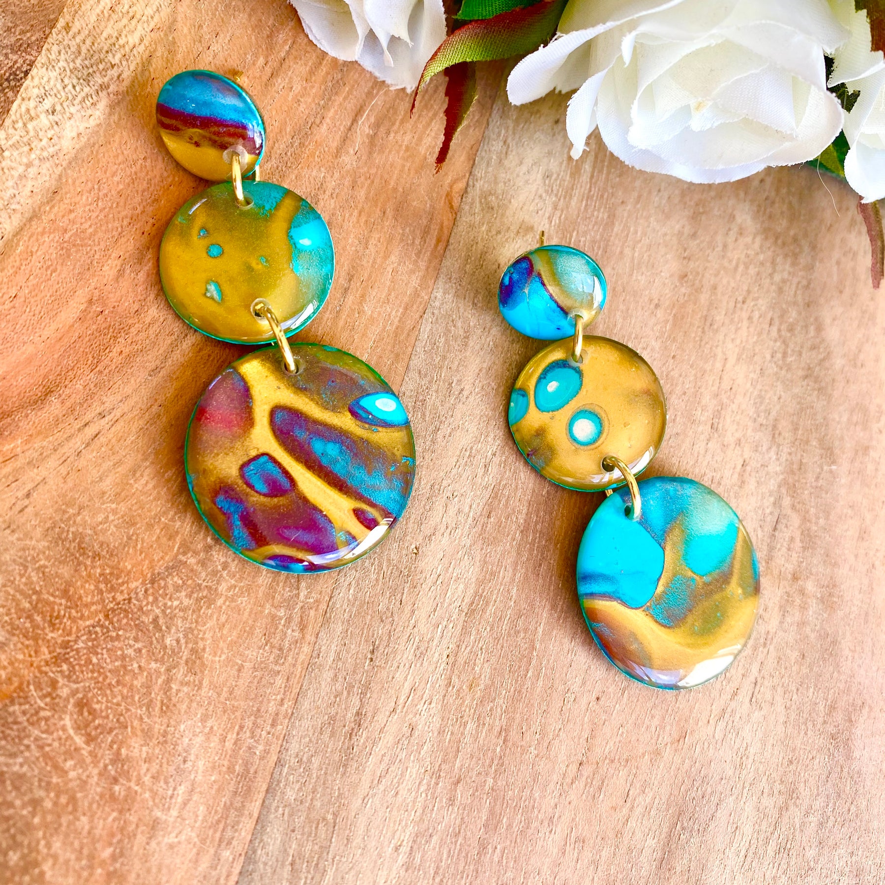 Artisan Statement Stud Dangle Earrings
