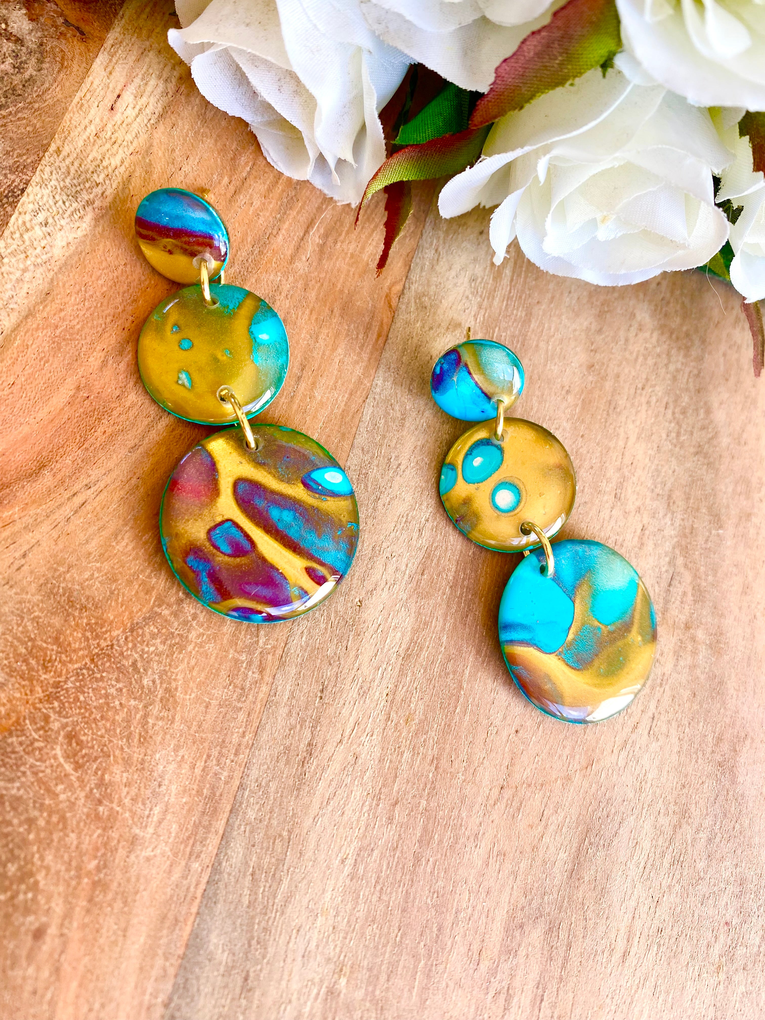 Artisan Statement Stud Dangle Earrings