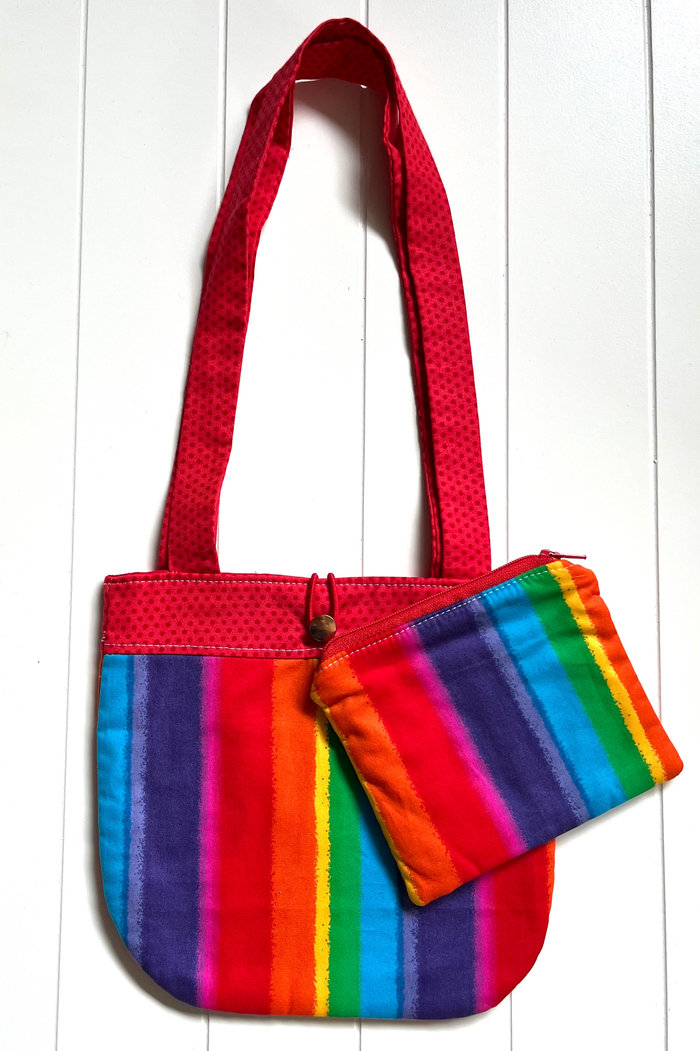 Rainbow striped handbag and purse