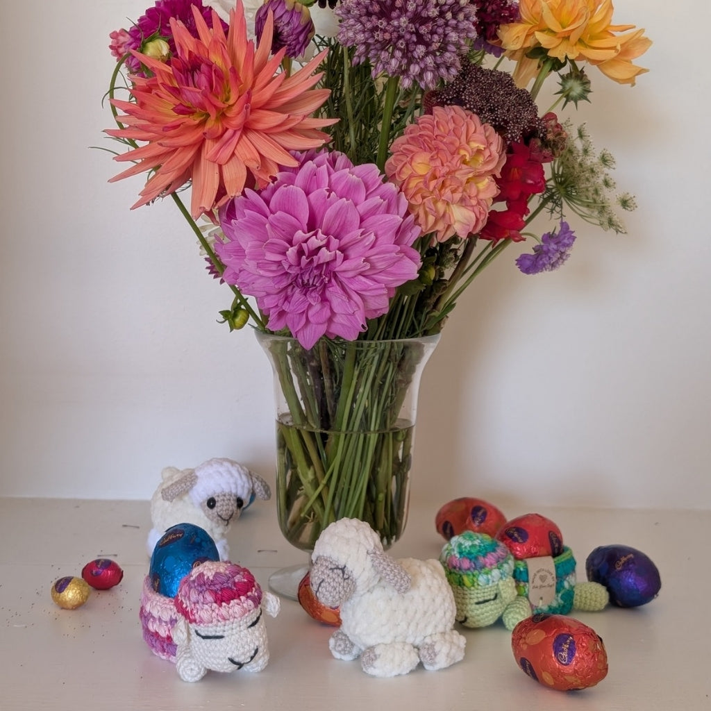Crocheted Bobble Sheep Trinket Basket