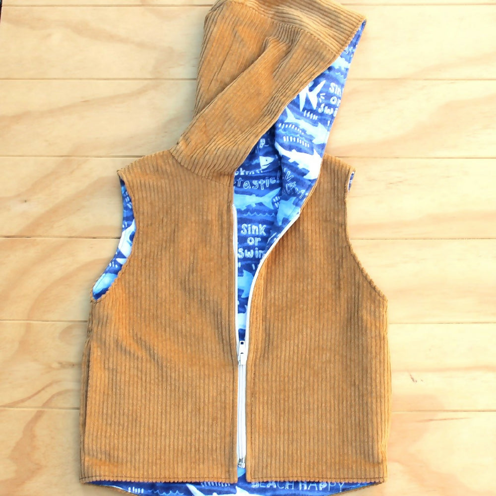 Vest with Hood - Pockets - Fully Lined - Sizes 3 and 4