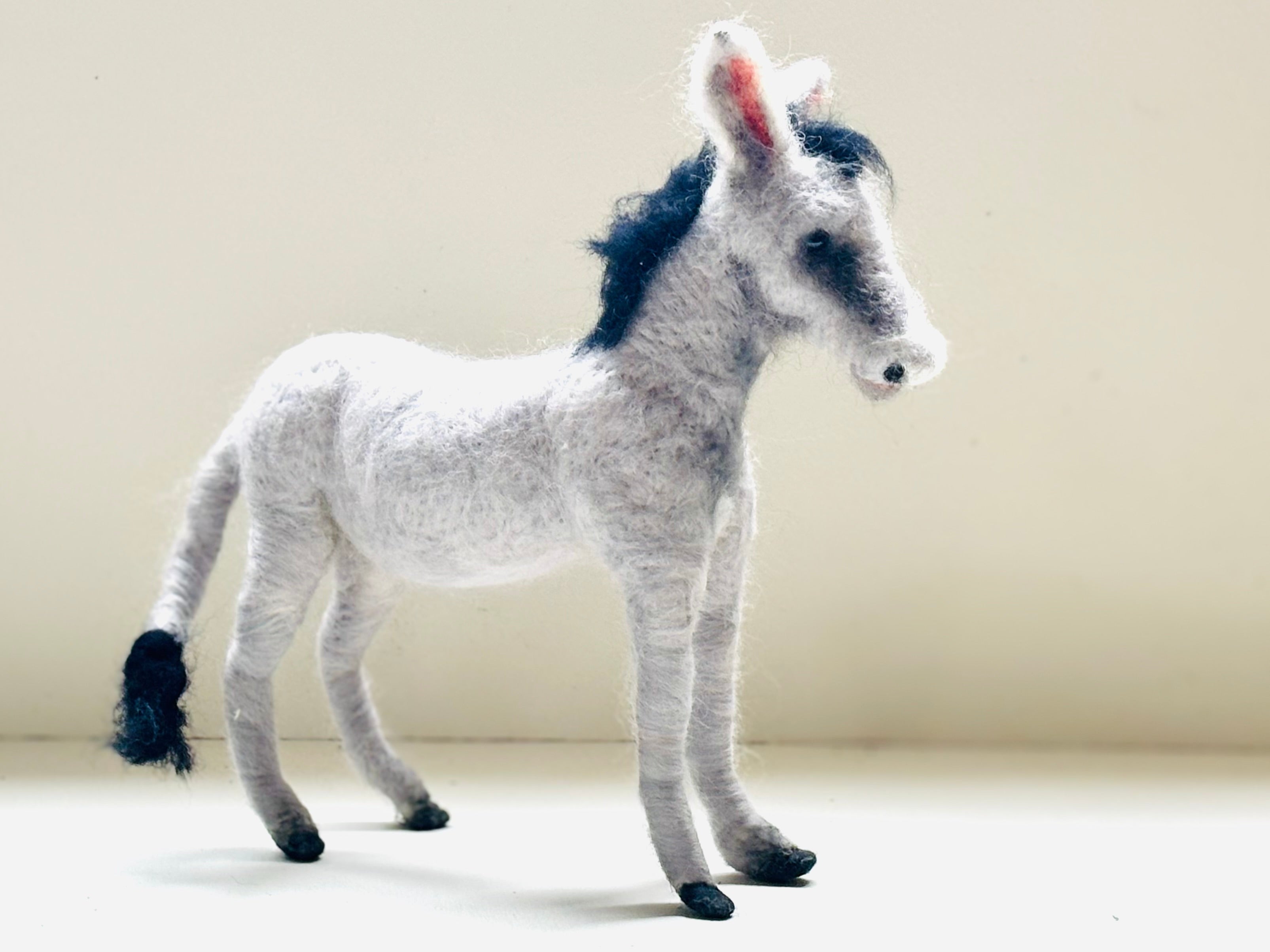 Needle Felt Donkey Animal Art Doll posable Unique