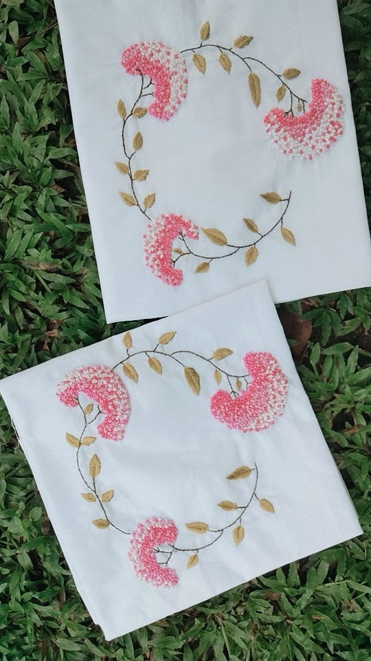 Set of 2 floral Embroidered Pillow/cushion covers