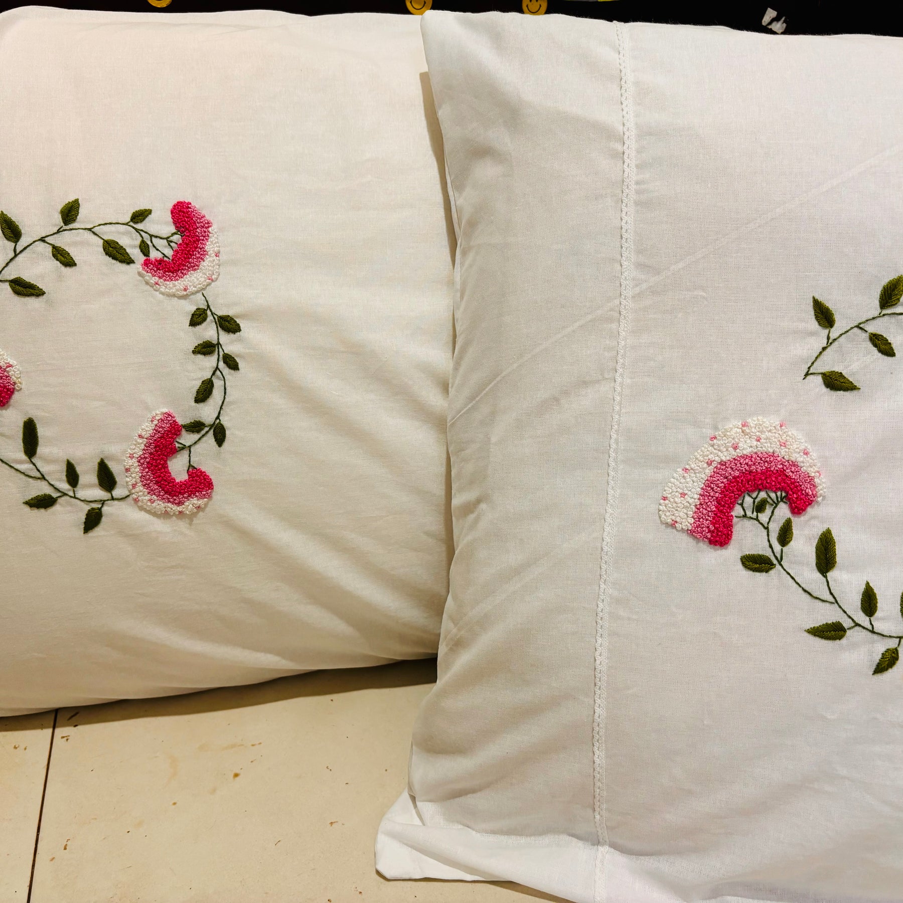 Set of 2 floral Embroidered Pillow/cushion covers