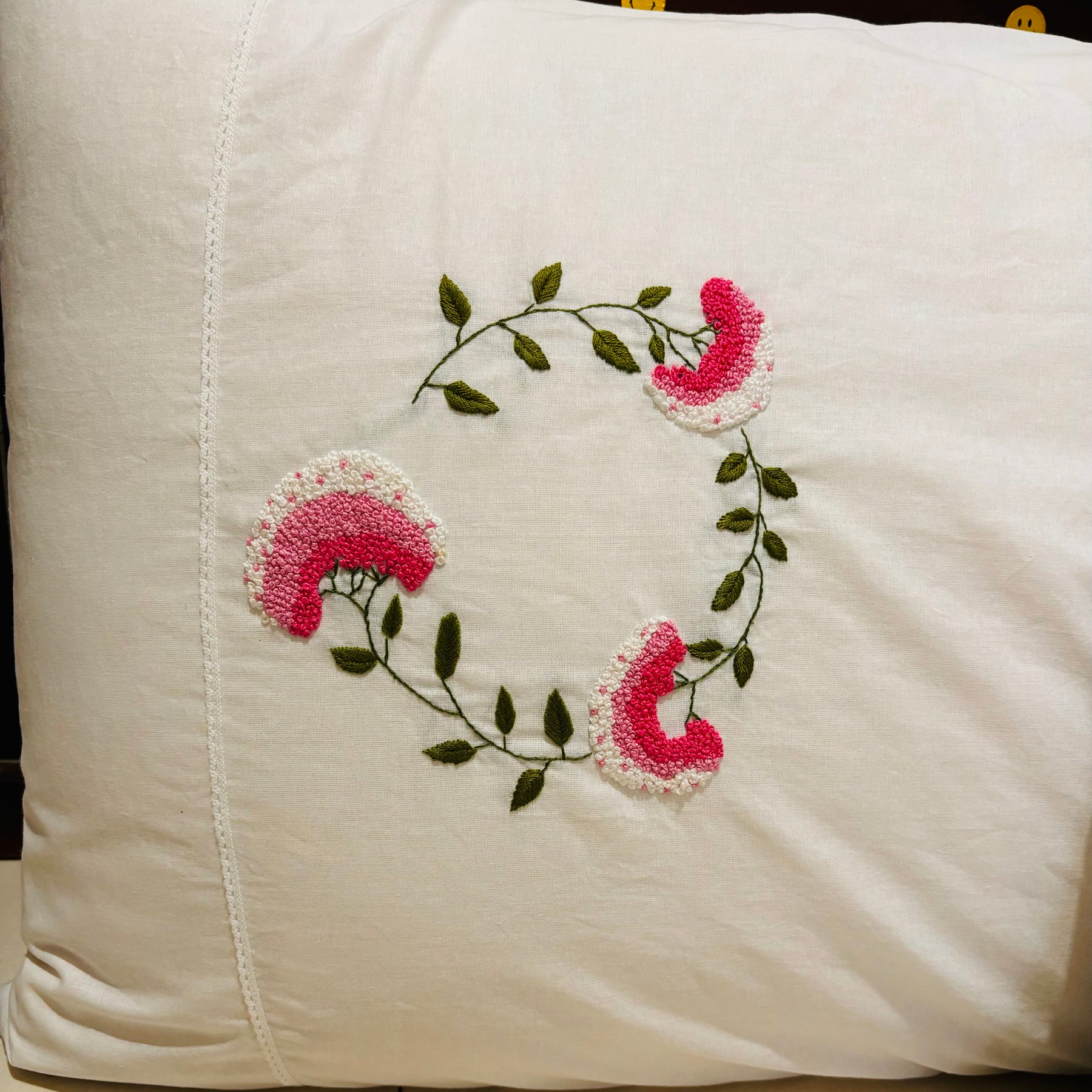 Set of 2 floral Embroidered Pillow/cushion covers