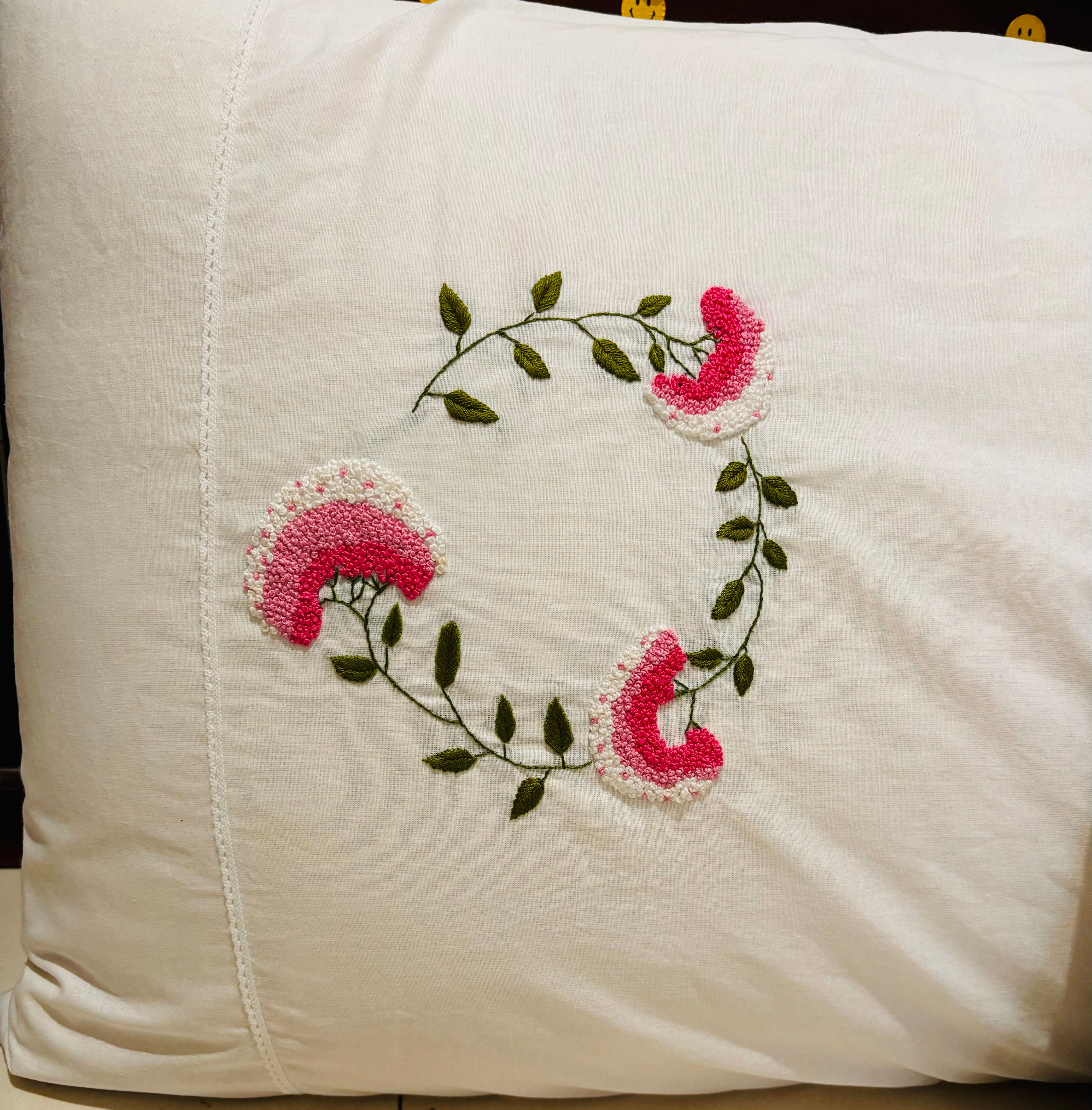 Set of 2 floral Embroidered Pillow/cushion covers