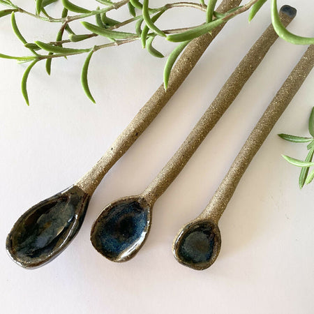 Ceramic Spoons/Long Handled/Rustic Handmade Pottery