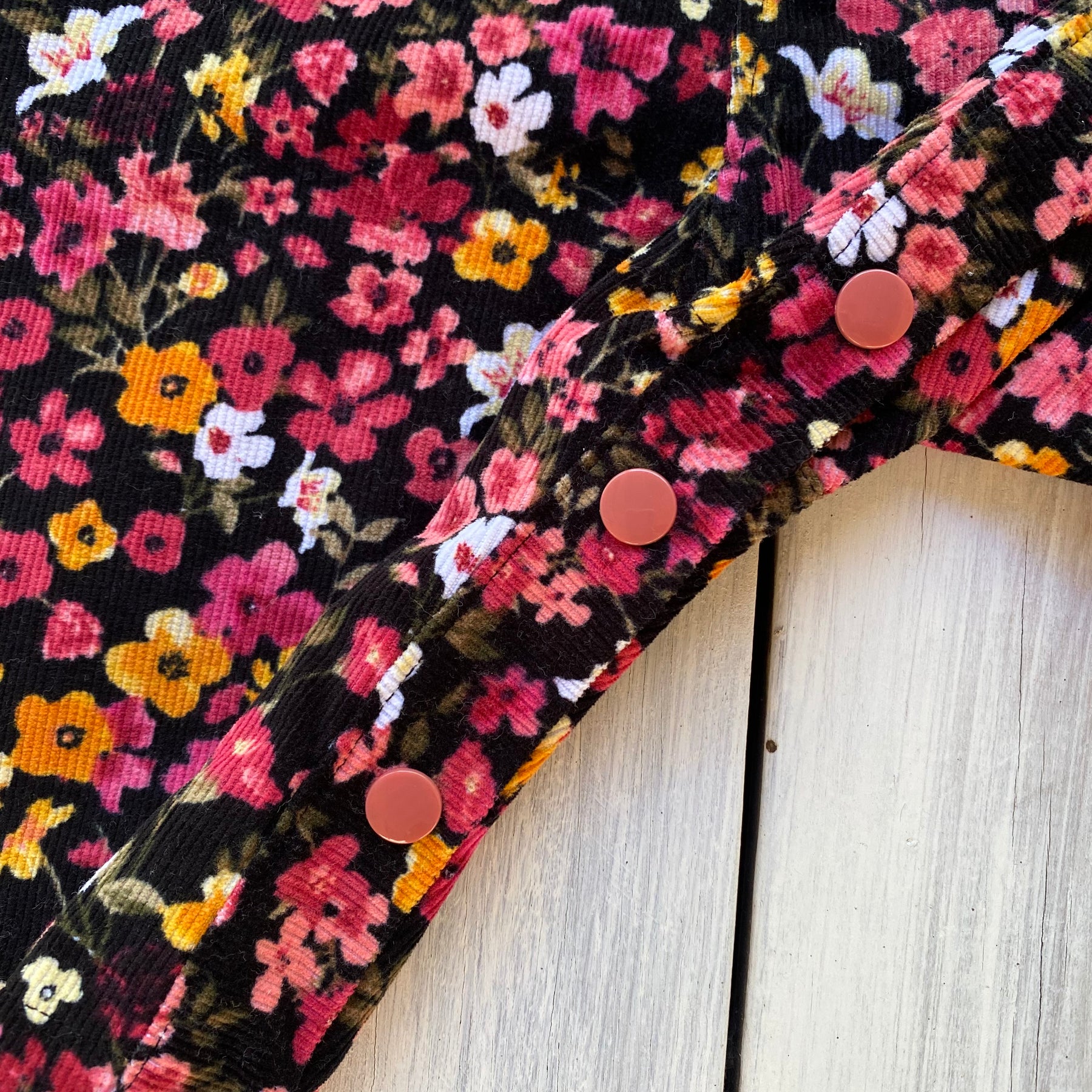 Corduroy Childs/Babies overalls pink/yellow floral multiple sizes