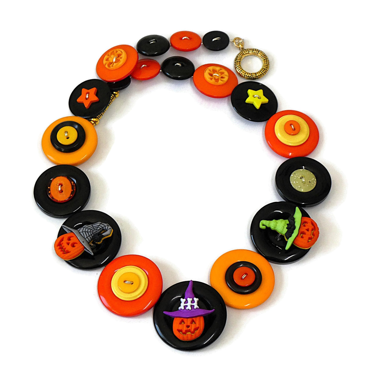 Halloween Button necklace - Jacks in Hats