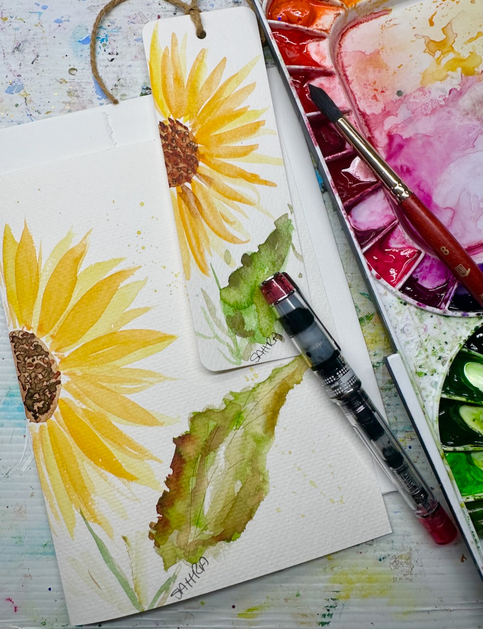 Hand Painted Greeting Card & Bookmark