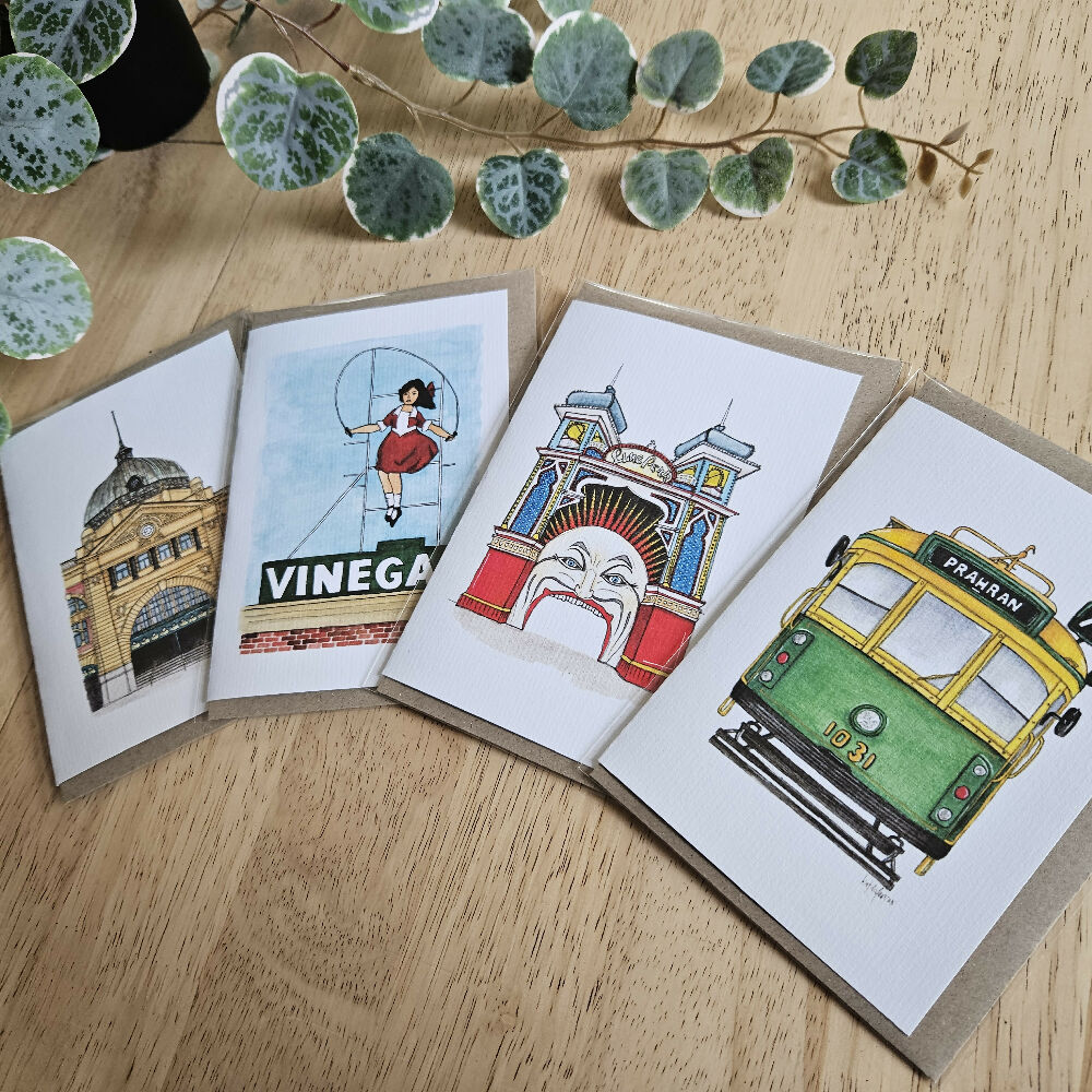 Watercolour Greeting Cards - Melbourne Icons - Set of 4
