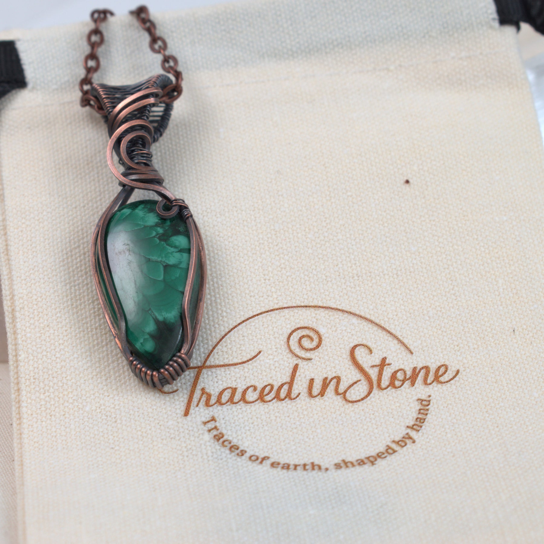 Emerald Bloom - Malachite Pendant Wrapped in Copper