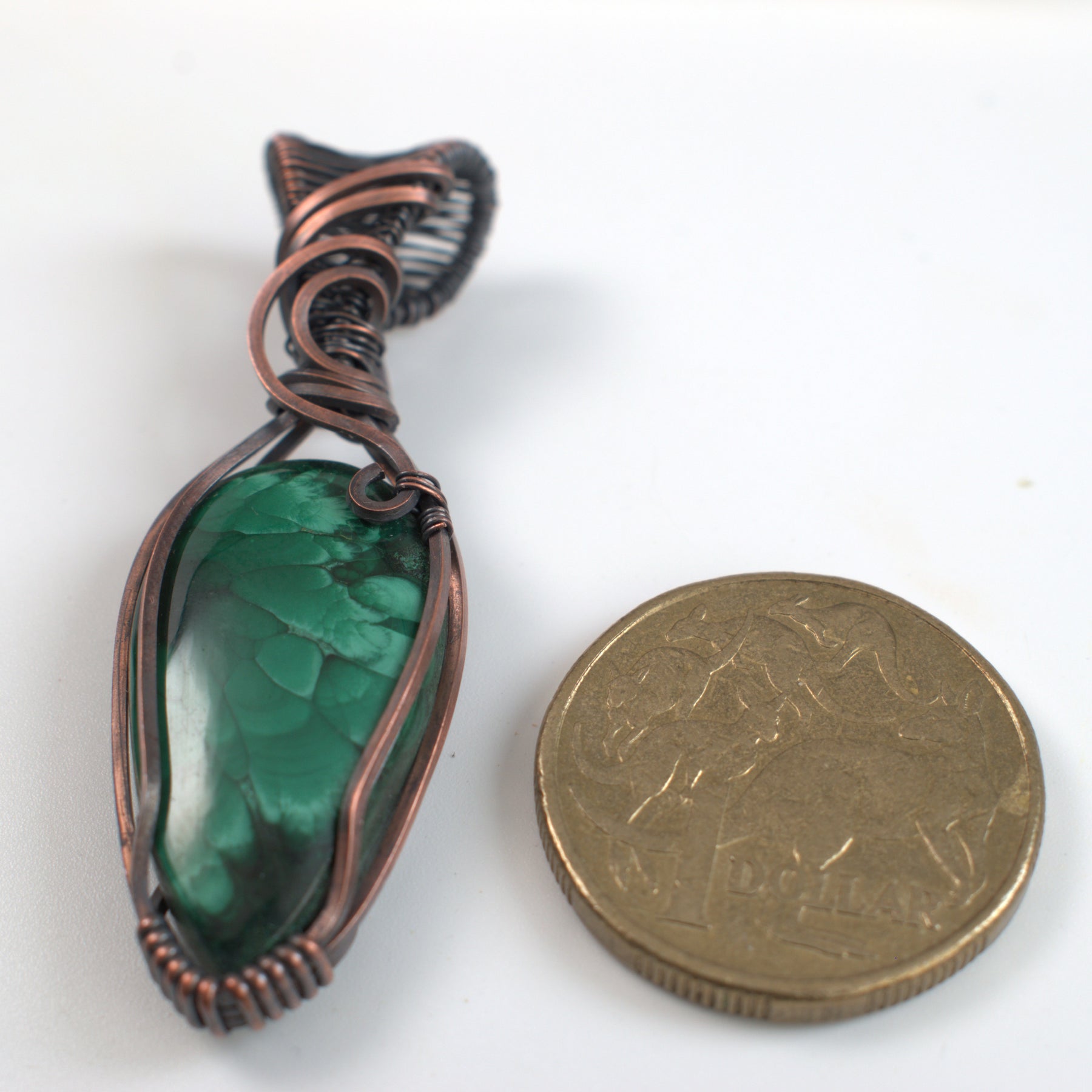 Emerald Bloom - Malachite Pendant Wrapped in Copper