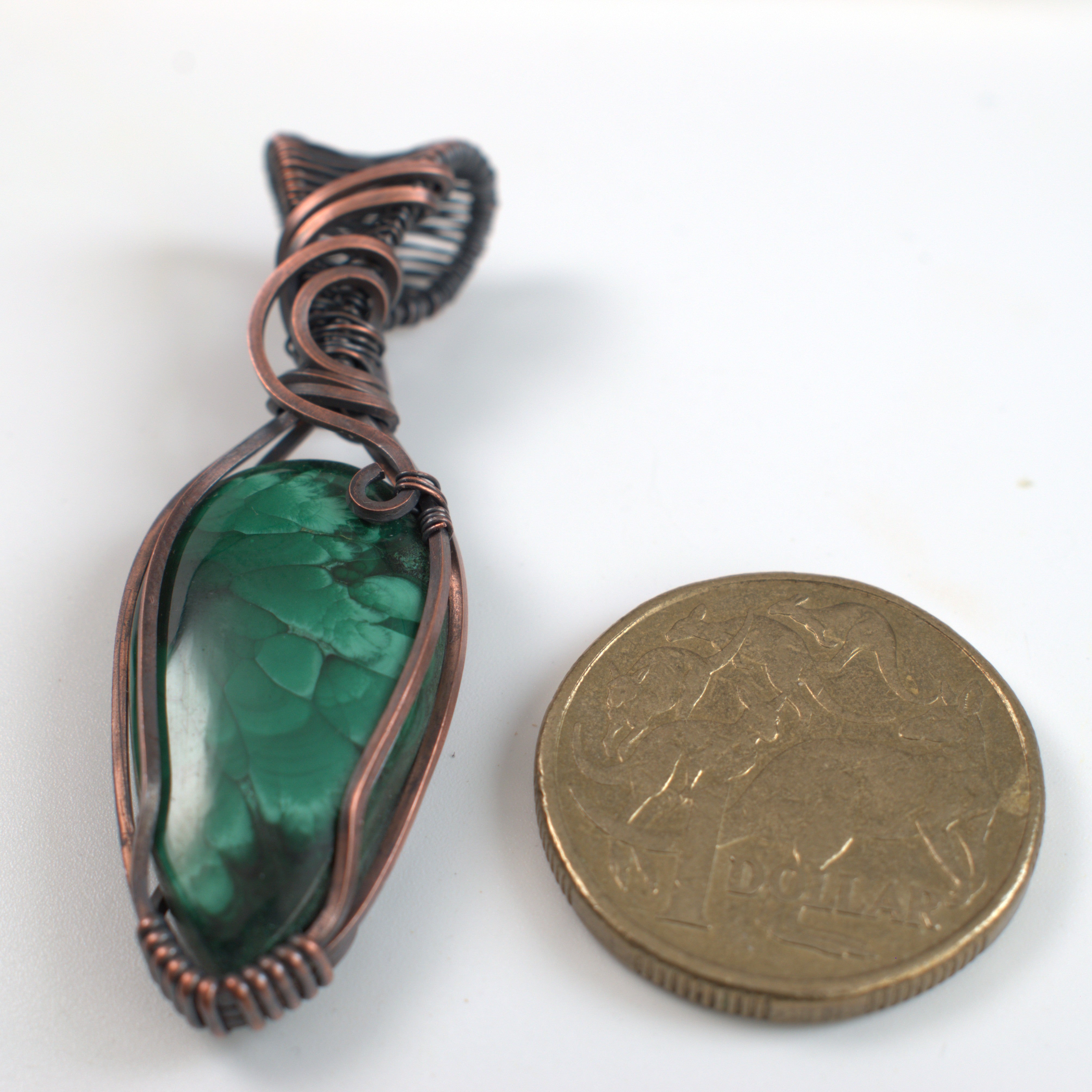 Emerald Bloom - Malachite Pendant Wrapped in Copper