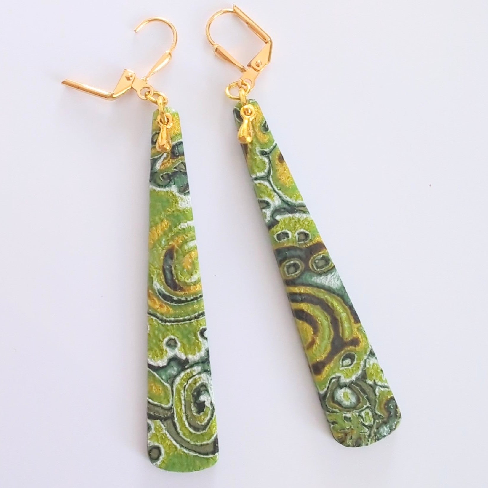 Mokume Gane Earrings in Green
