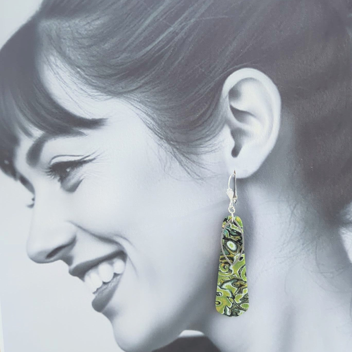 Mokume Gane Earrings in Green