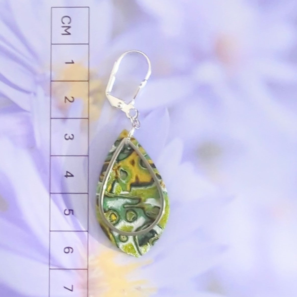 Mokume Gane Earrings in Green
