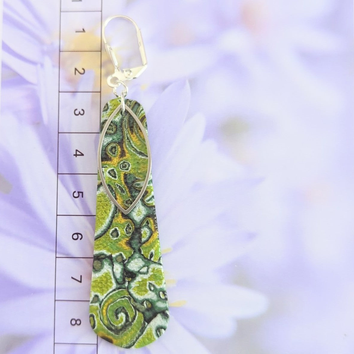 Mokume Gane Earrings in Green