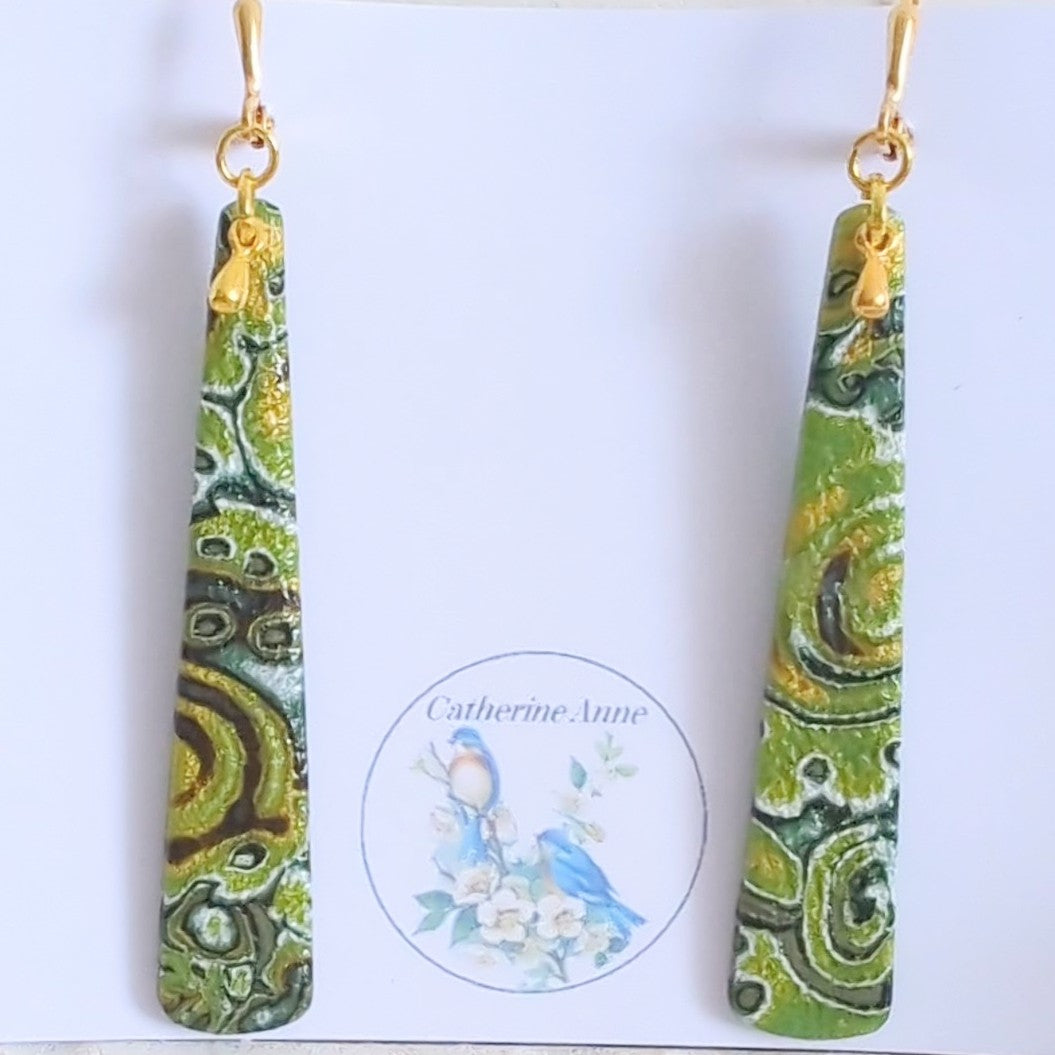 Mokume Gane Earrings in Green