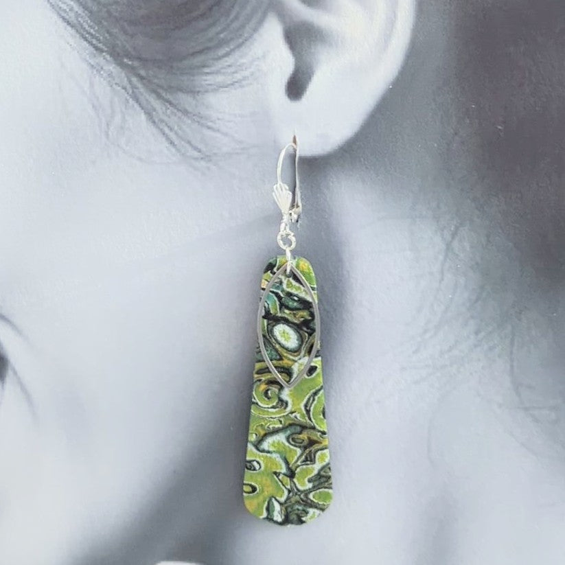 Mokume Gane Earrings in Green