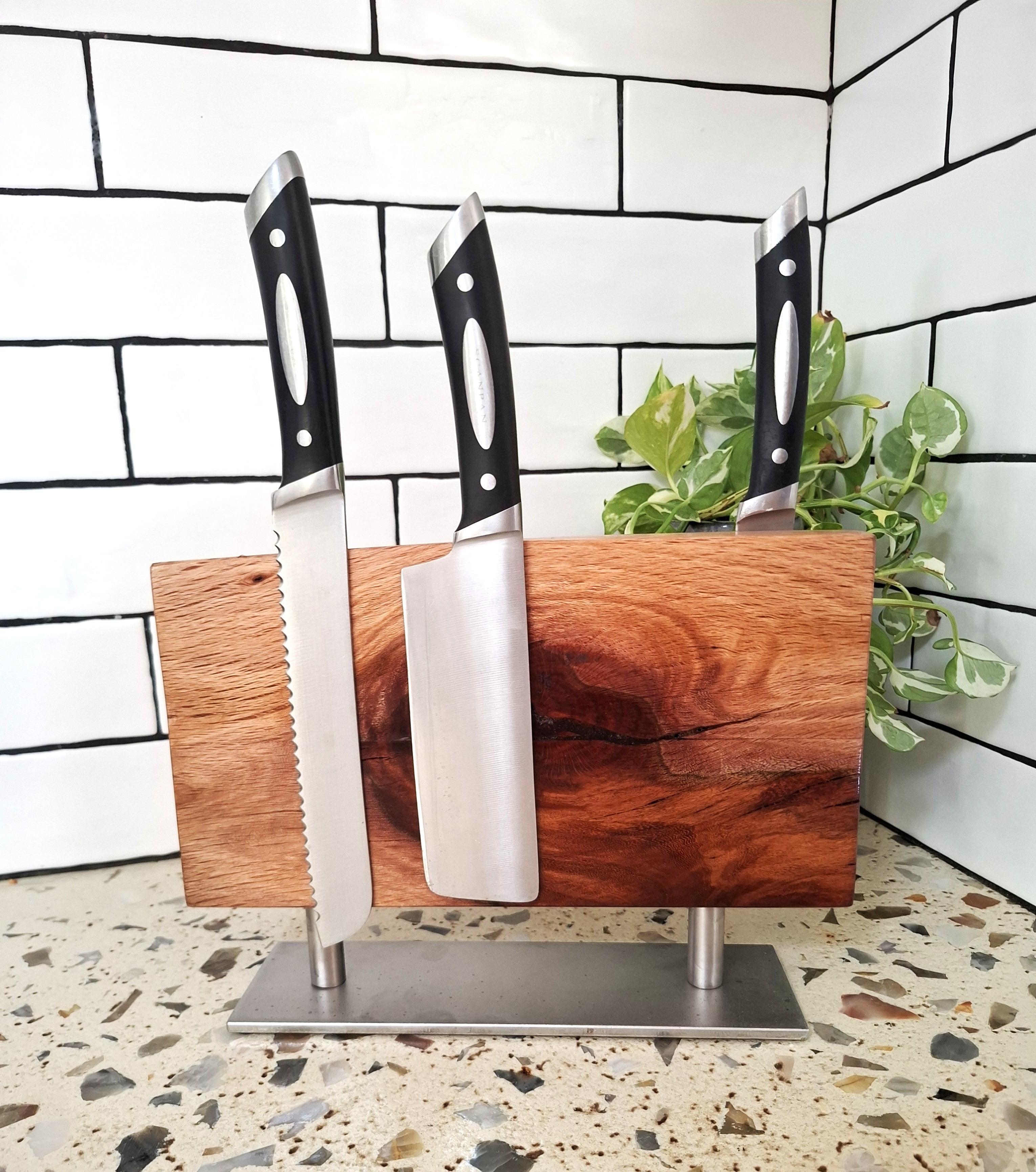 Handmade Wooden Magnetic Knife Block