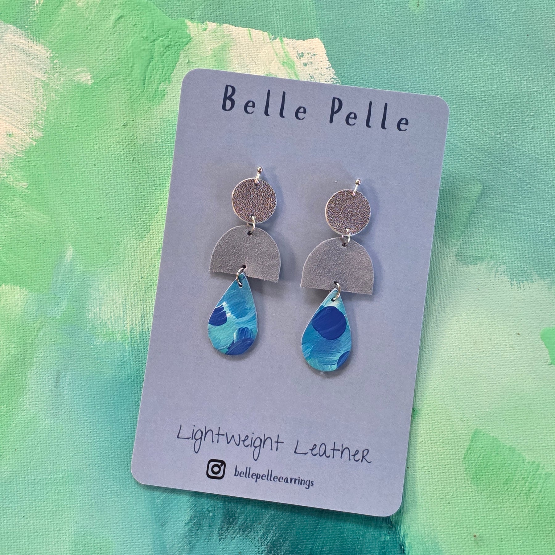 Dolce Musa Leather Earrings (teardrop edition) – Arctic Mist