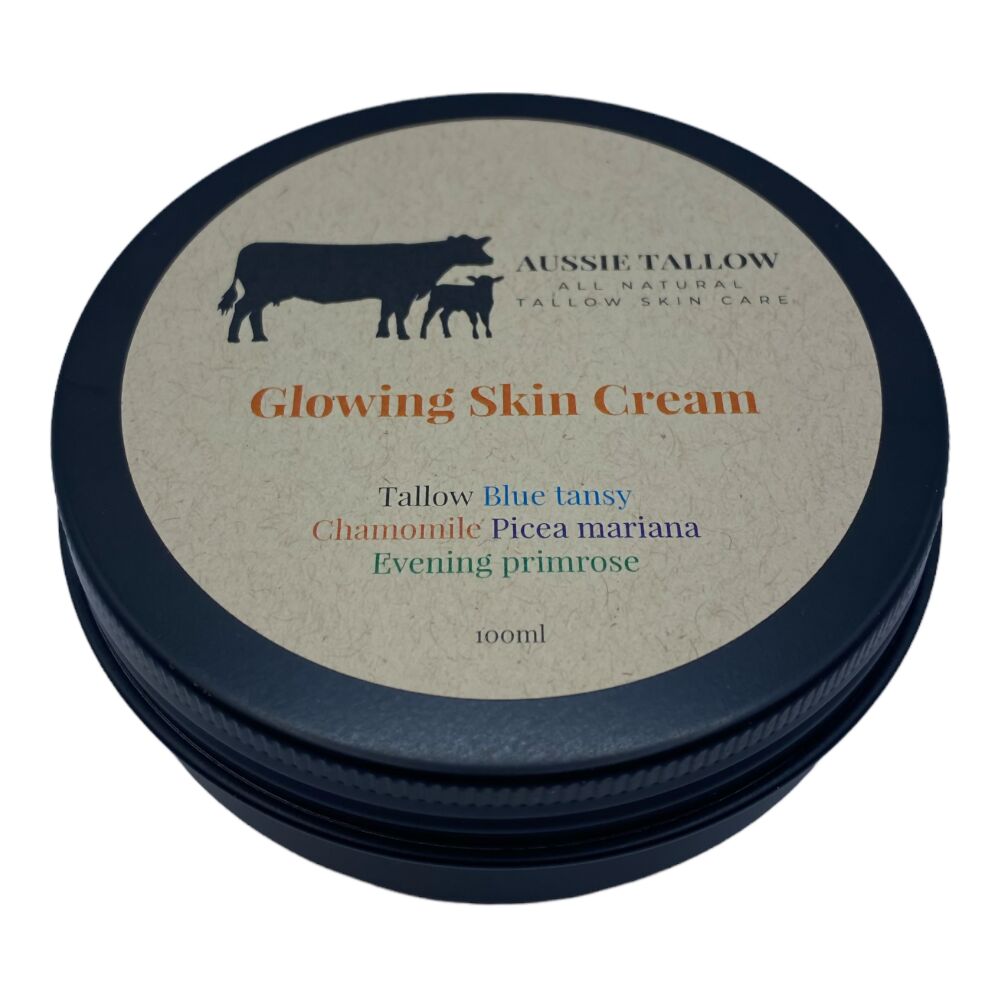 GLOWING SKIN BALM made from ORGANIC GRASS FED BEEF TALLOW 100ml ALL NATURAL INGREDIENTS
