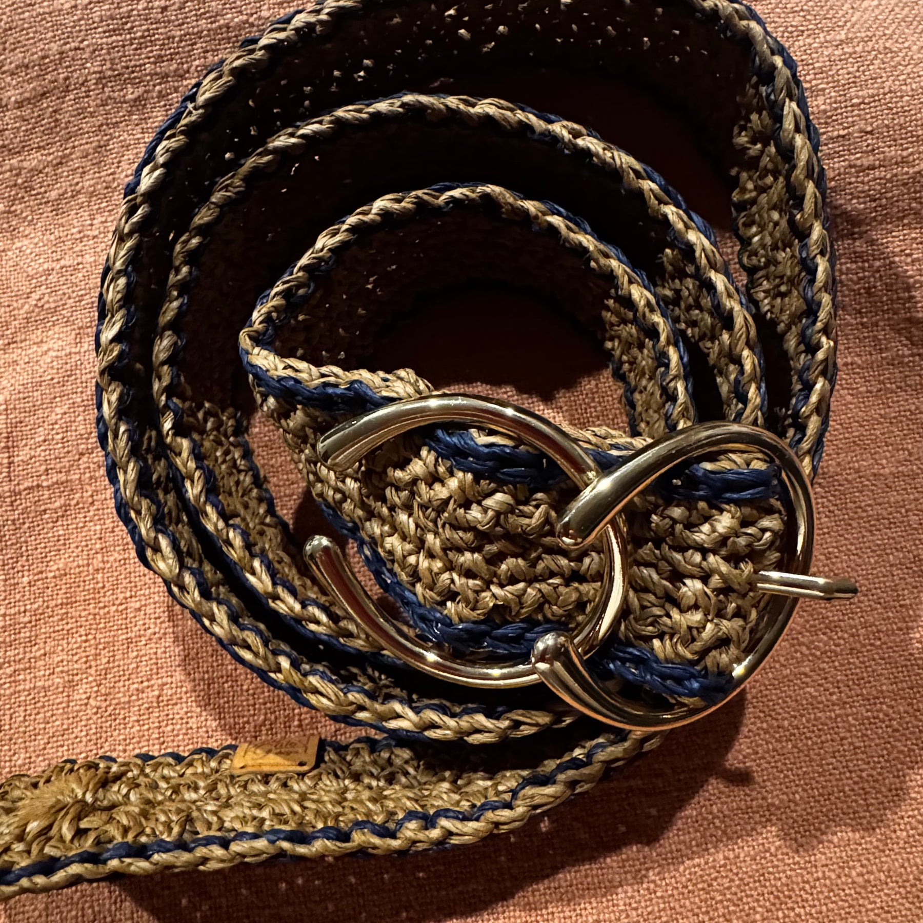 Crochet Bamboo Belt (Double Horse Shoe Buckle))