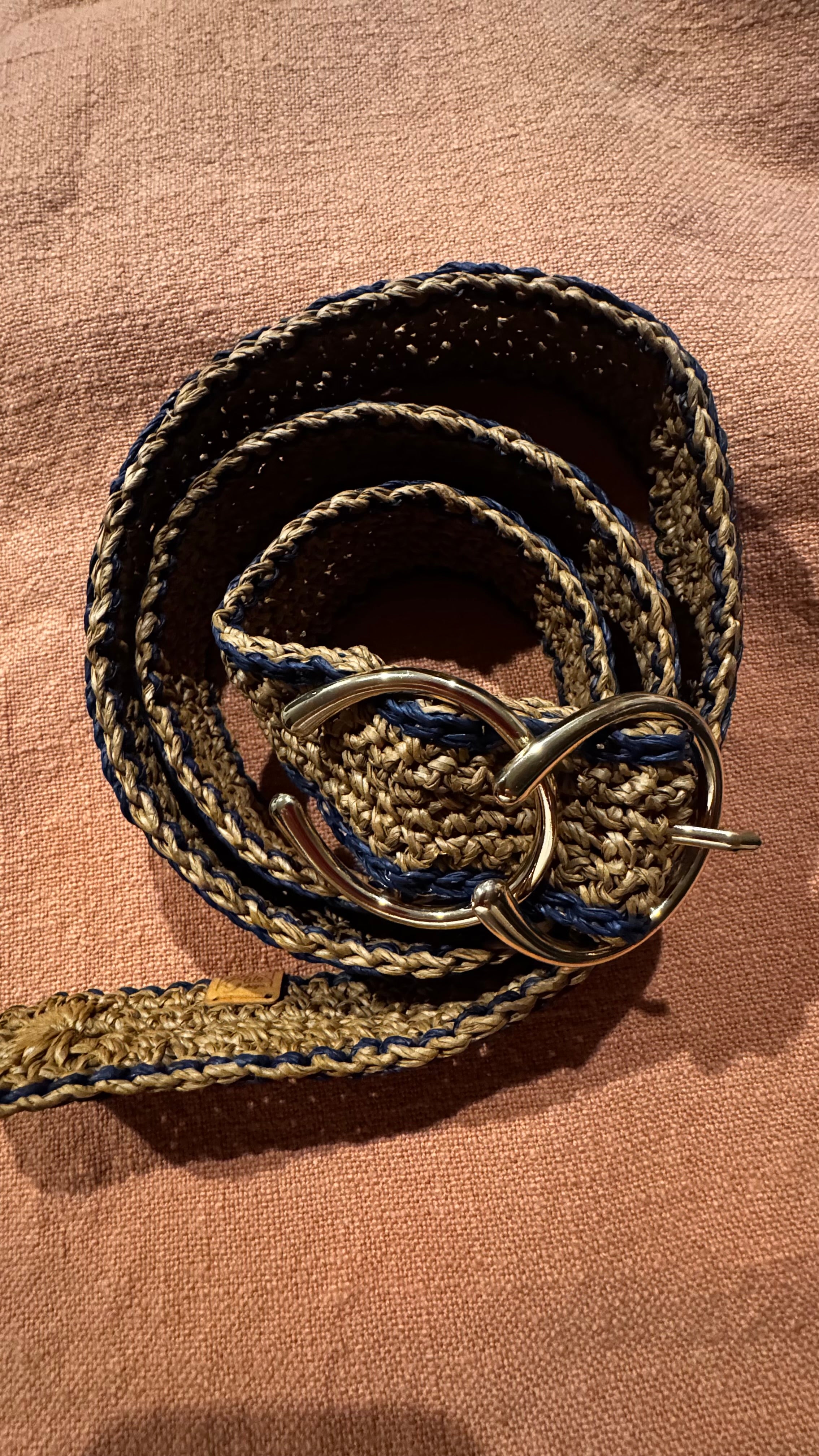 Crochet Bamboo Belt (Double Horse Shoe Buckle))
