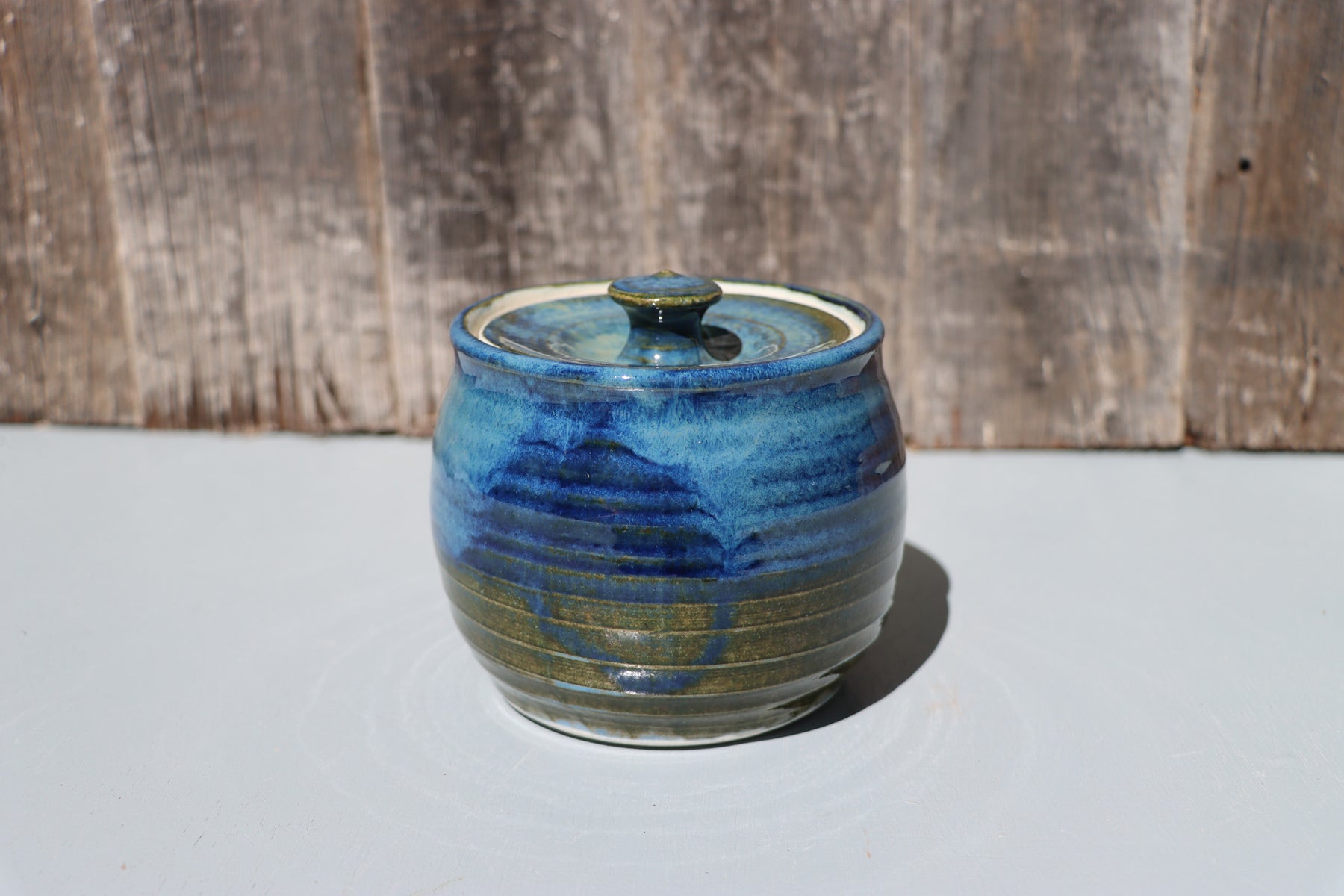 Blue lidded jars - Hand Made Thrown High Fired Stoneware