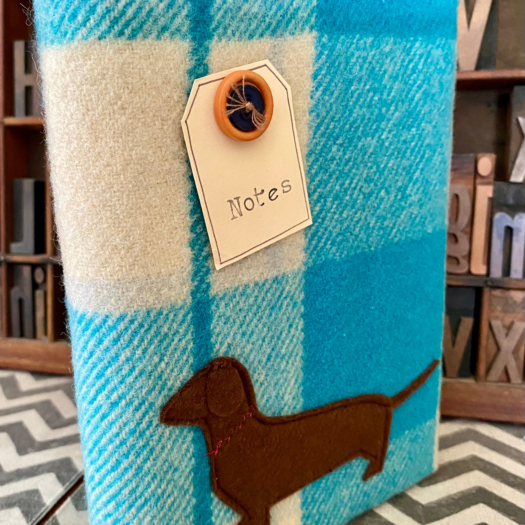 A5 Upcycled Notebook Dachshund - Blue