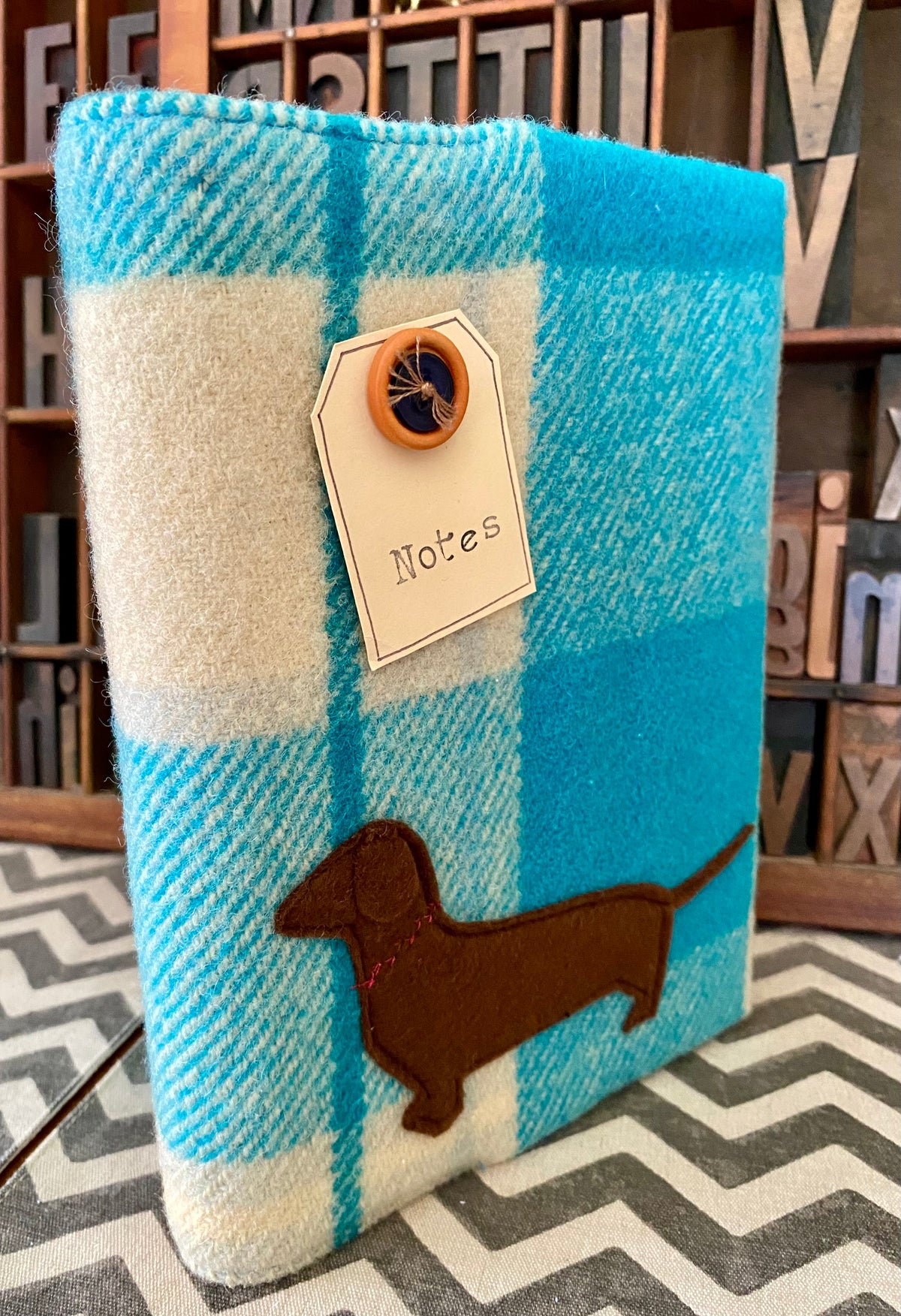 A5 Upcycled Notebook Dachshund - Blue