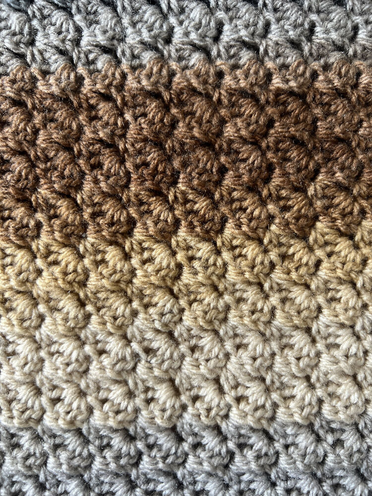 Blanket | Handmade Crochet | VARIOUS BROWNS + CREAMS VARIEGATED