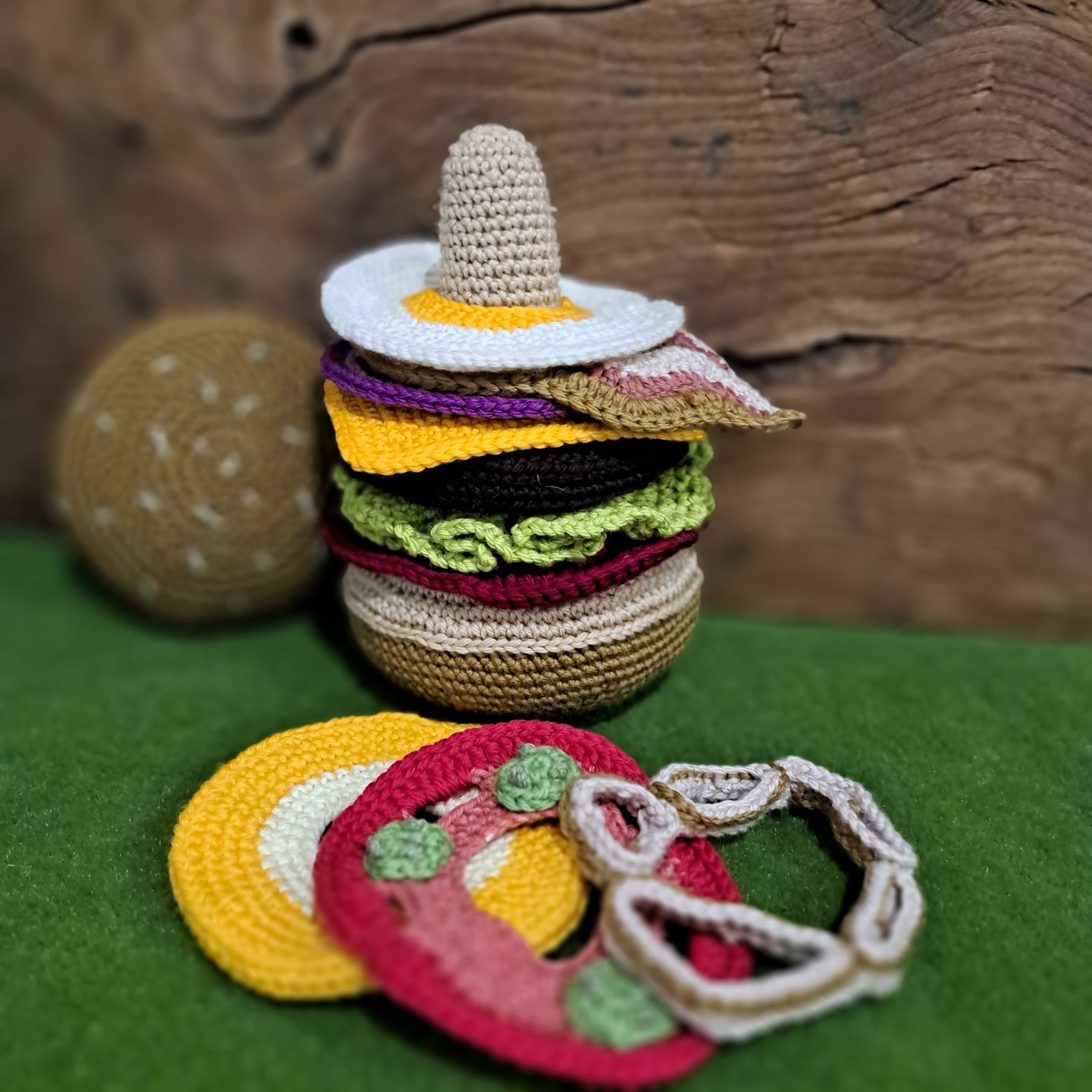 Hamburger- crochet toy for imaginative play