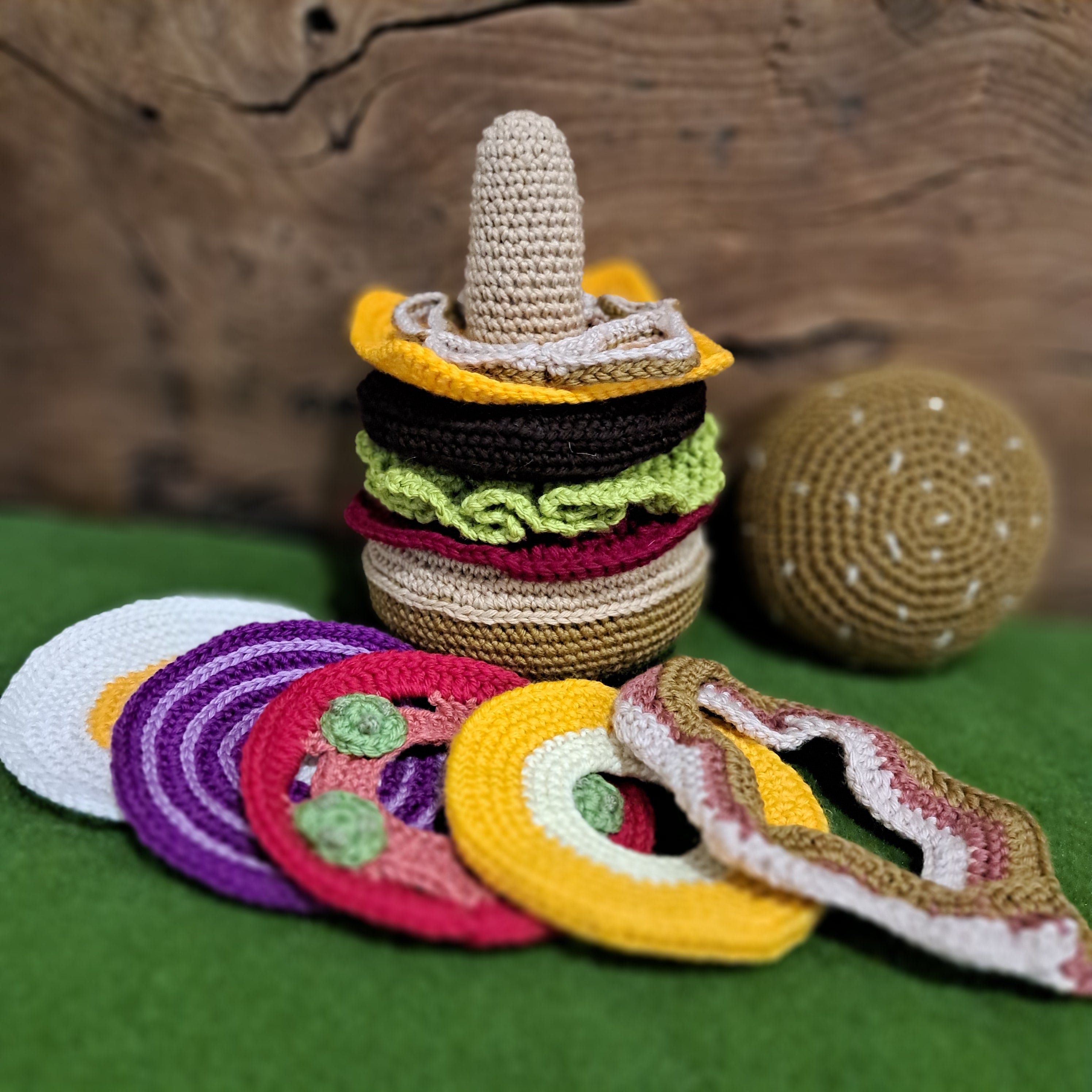 Hamburger- crochet toy for imaginative play