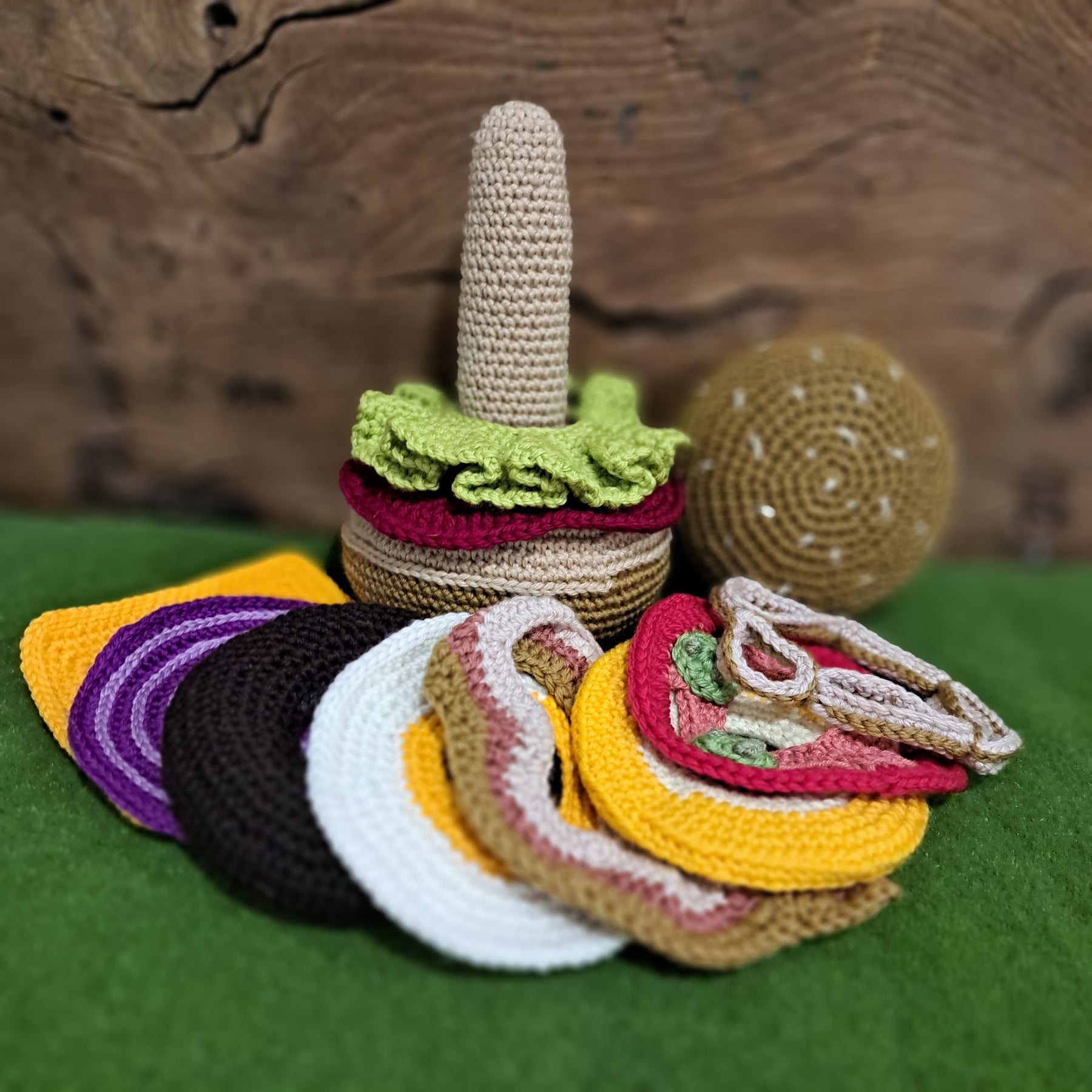 Hamburger- crochet toy for imaginative play