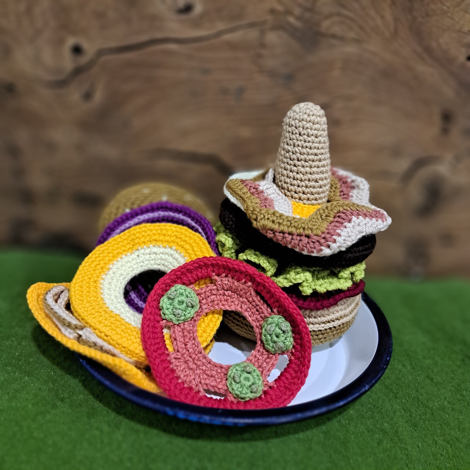 Hamburger- crochet toy for imaginative play