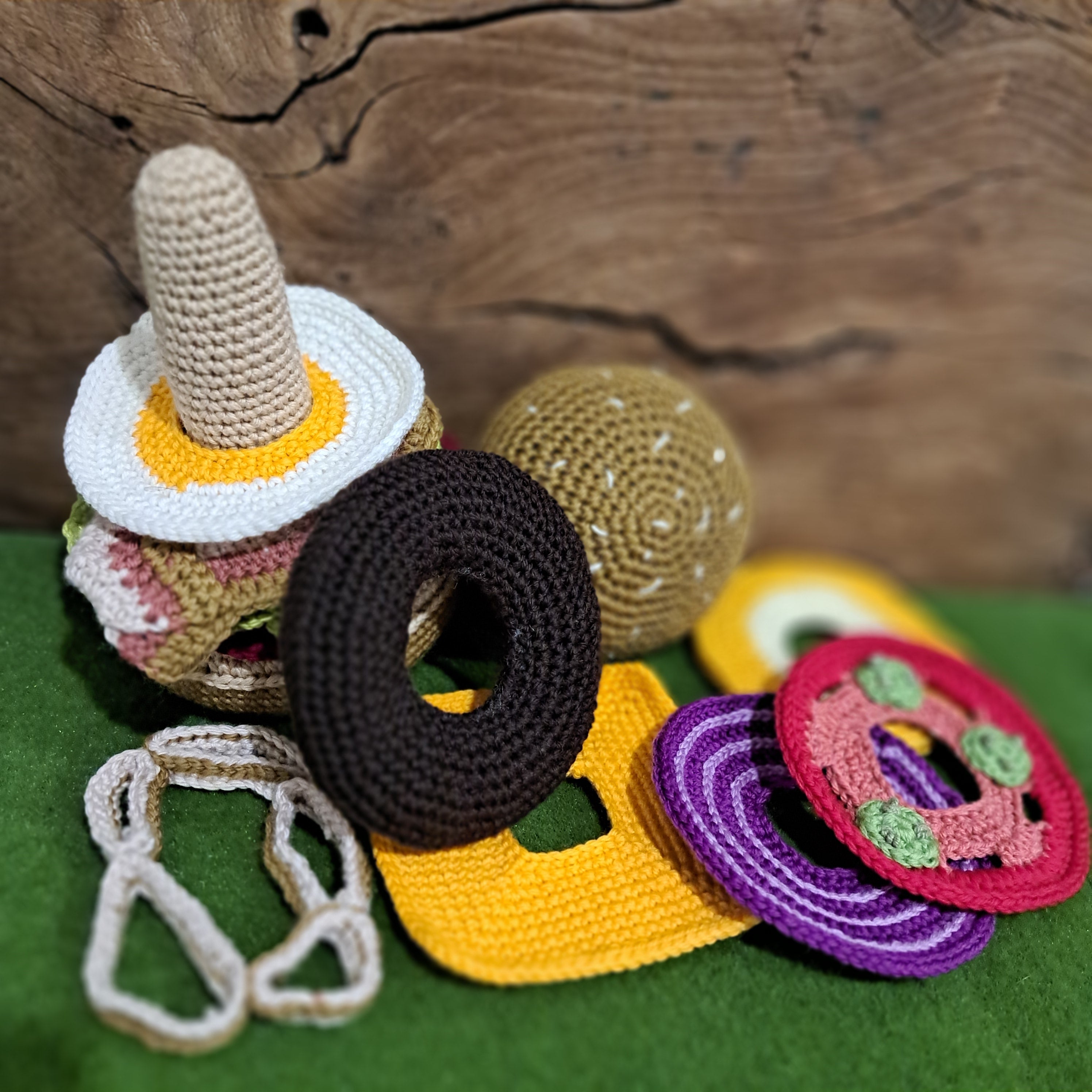 Hamburger- crochet toy for imaginative play