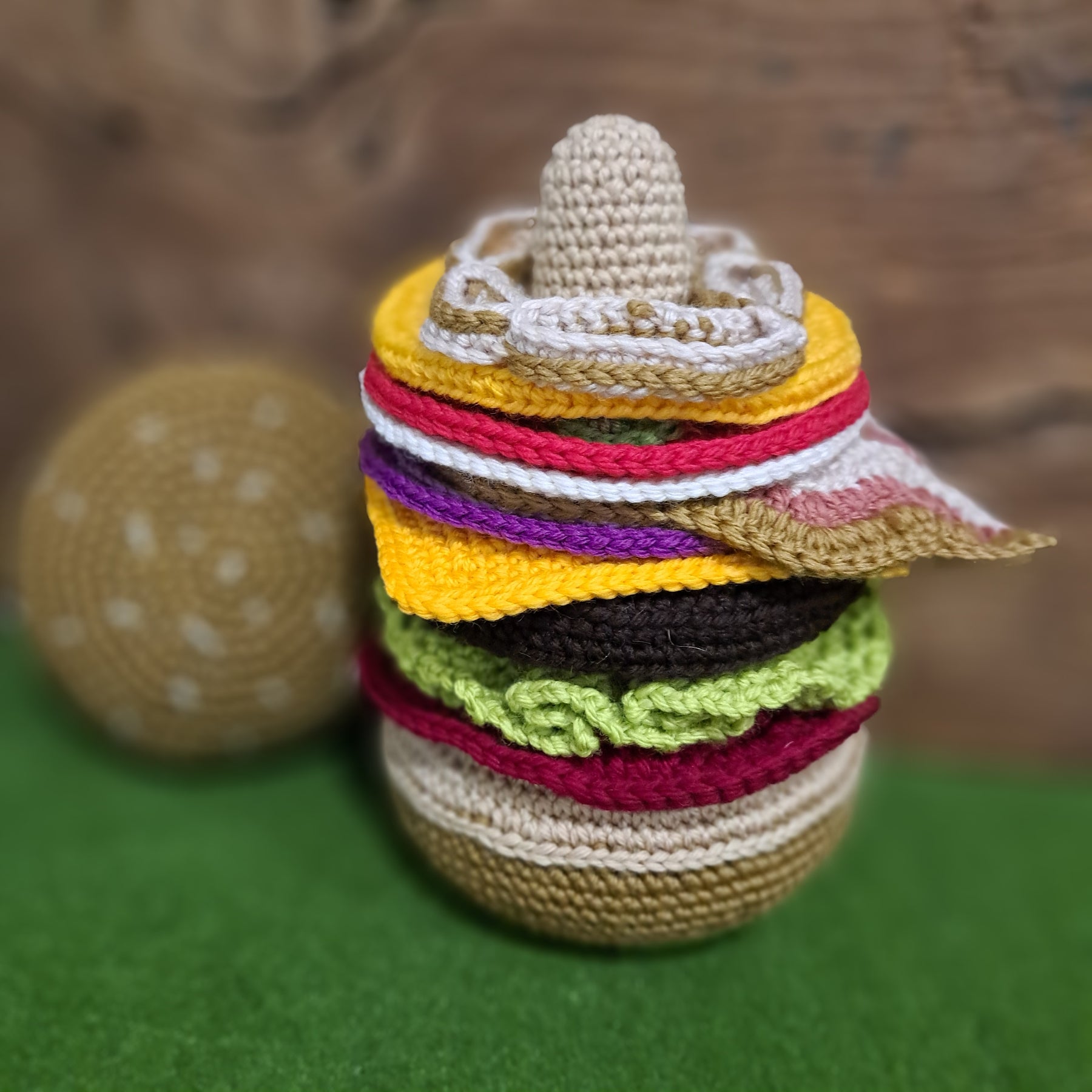 Hamburger- crochet toy for imaginative play