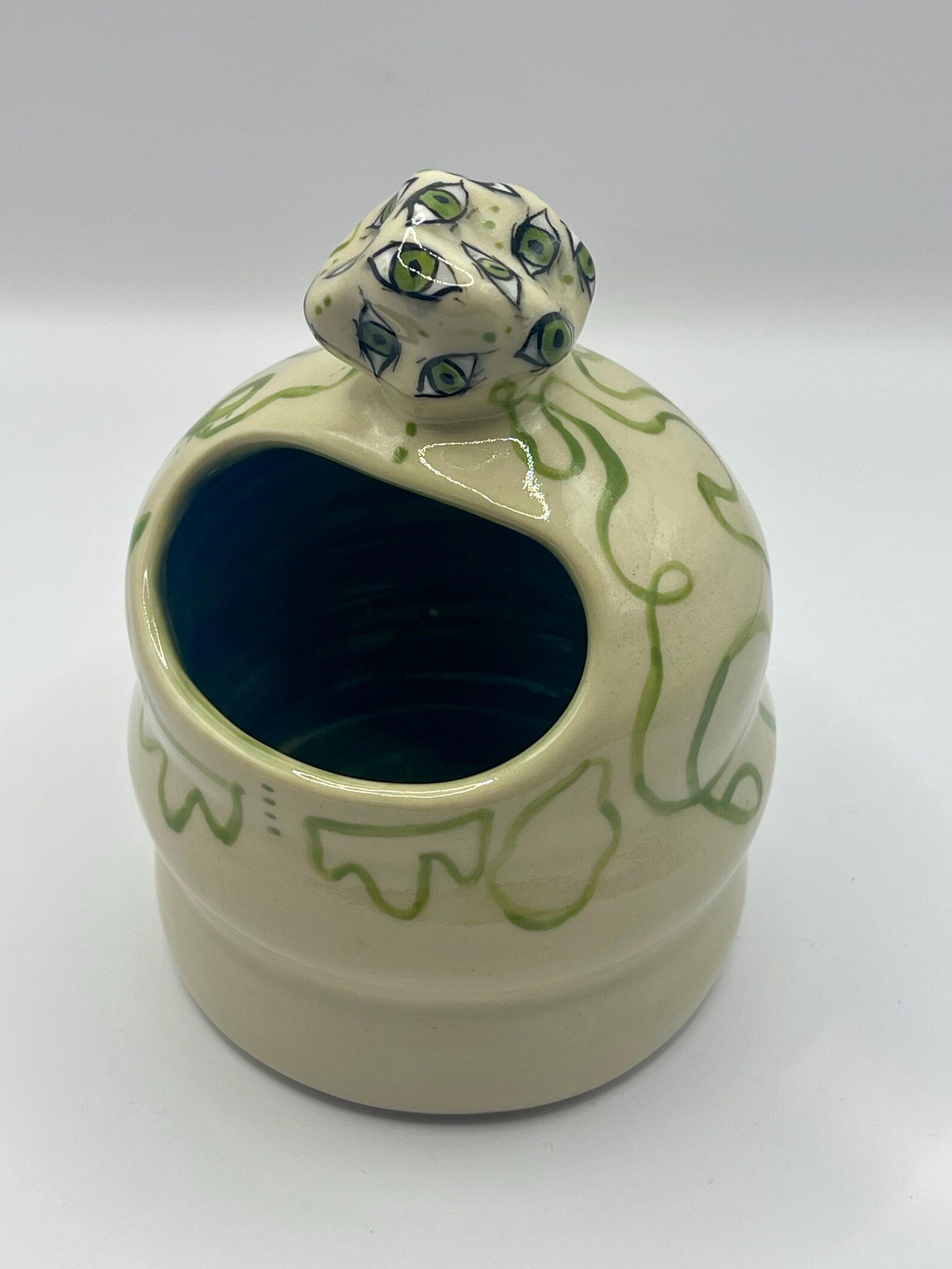 Handmade monster eyes salt pig / holder for anything that fits