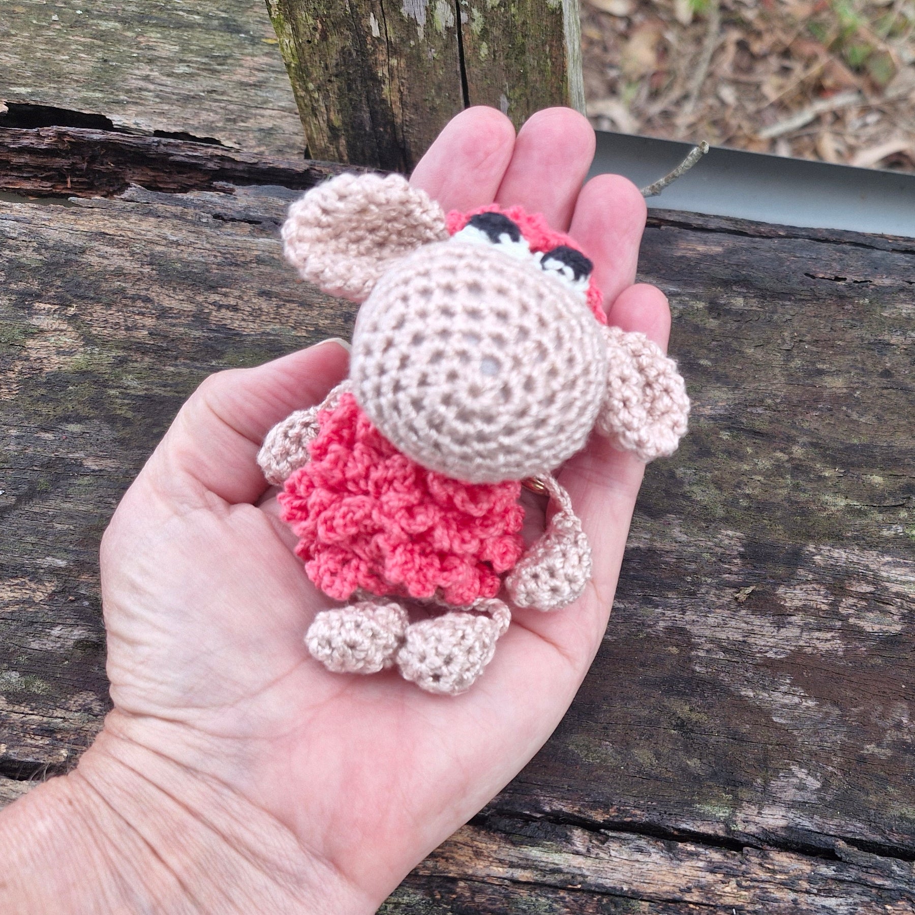 Adorable mini Hand-Crocheted Coral pink Sheep