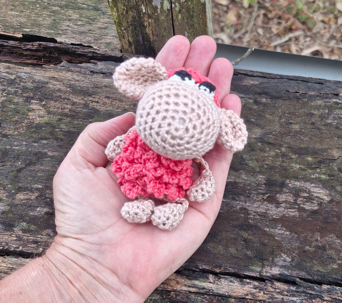 Adorable mini Hand-Crocheted Coral pink Sheep