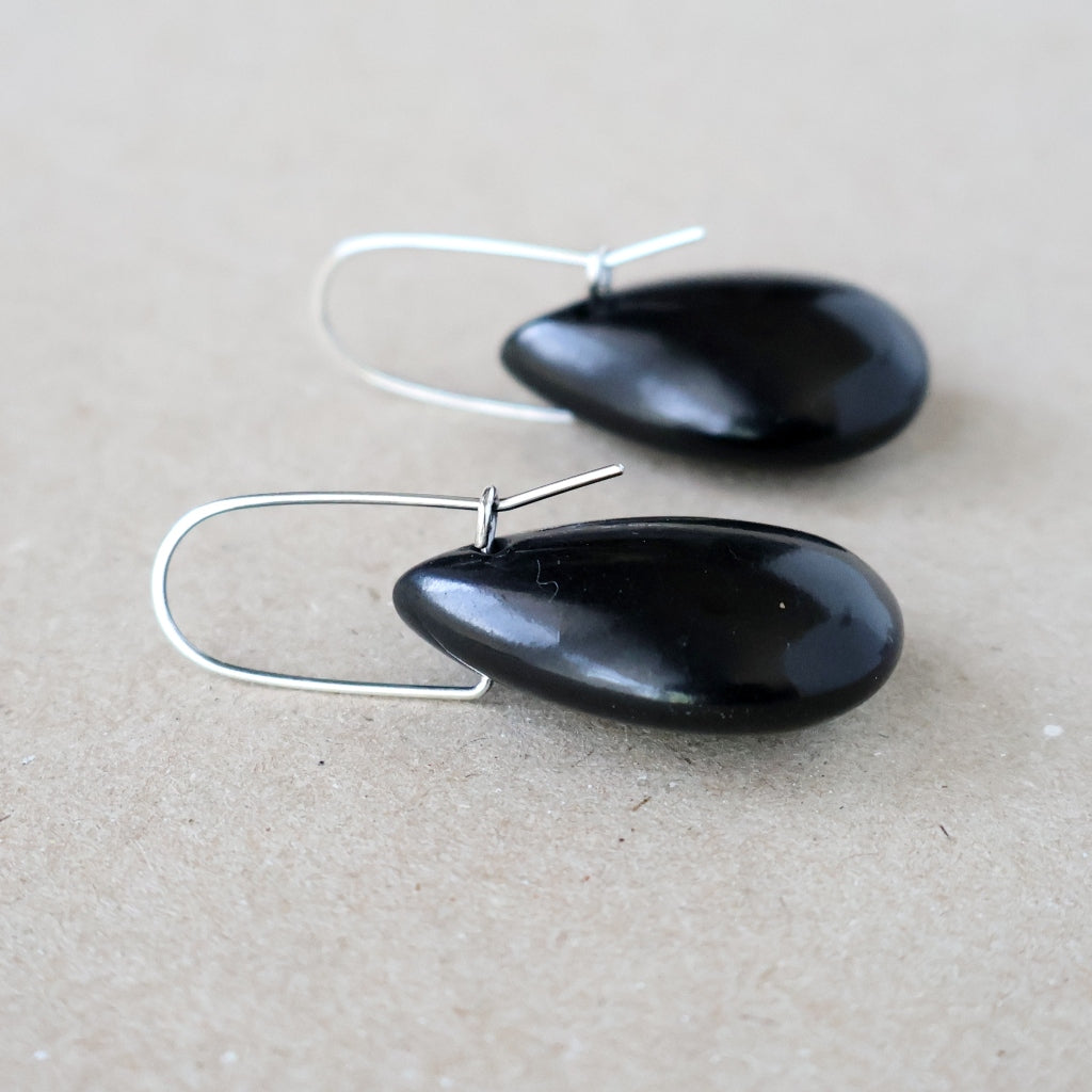 Jet Earrings - Handcrafted with Australian Made Sterling Silver