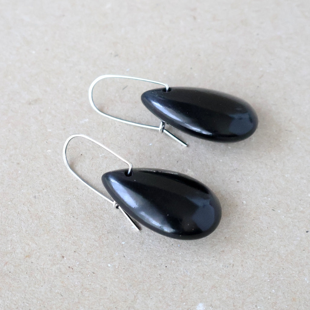 Jet Earrings - Handcrafted with Australian Made Sterling Silver