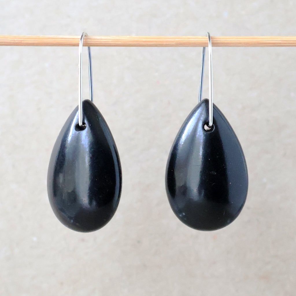 Jet Earrings - Handcrafted with Australian Made Sterling Silver