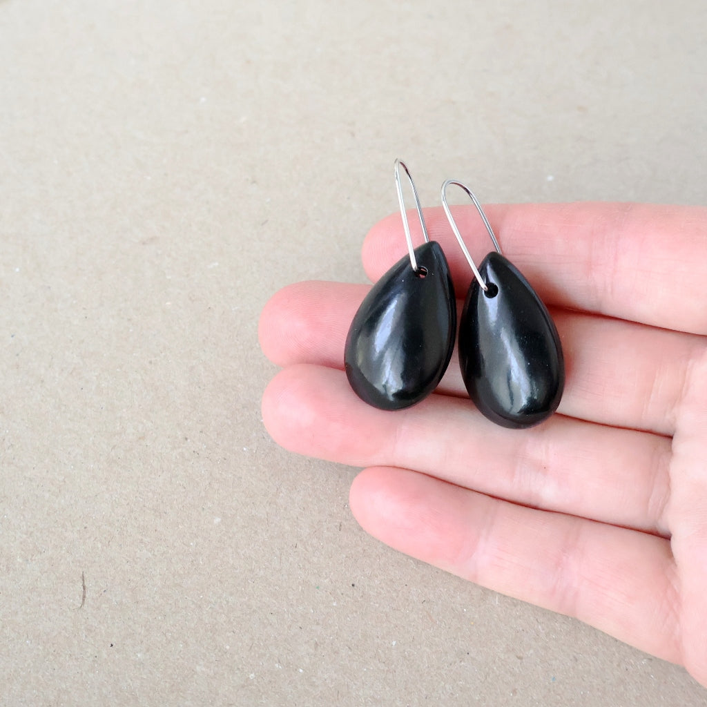 Jet Earrings - Handcrafted with Australian Made Sterling Silver