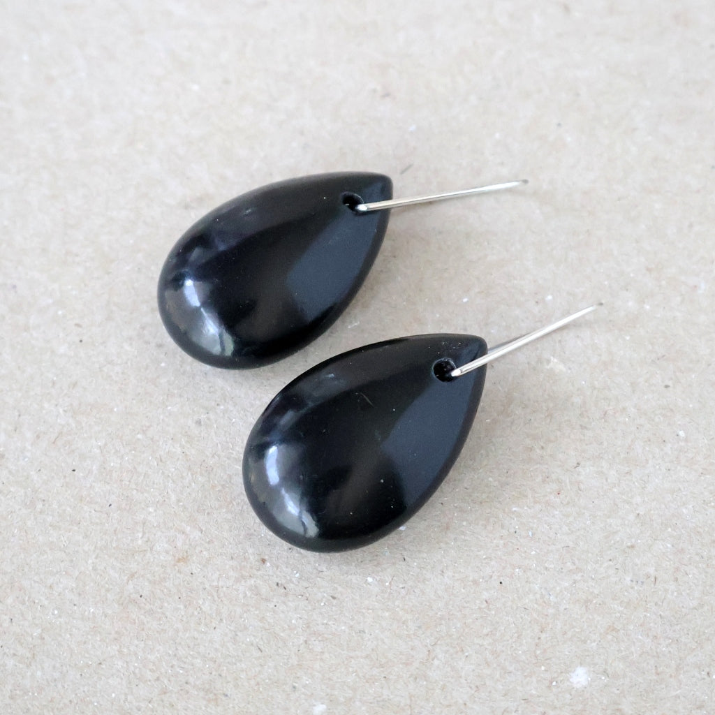 Jet Earrings - Handcrafted with Australian Made Sterling Silver