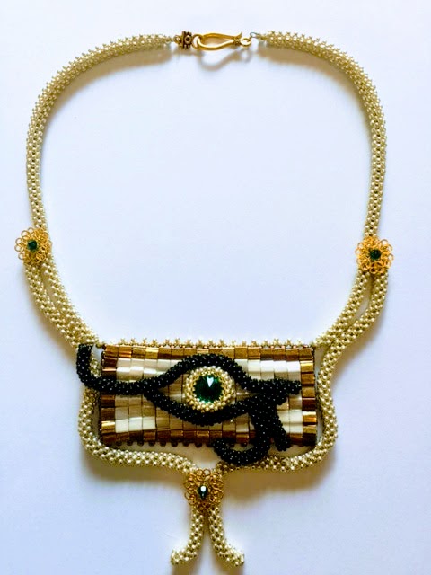 Beaded Egyptian necklace with eye of Horus