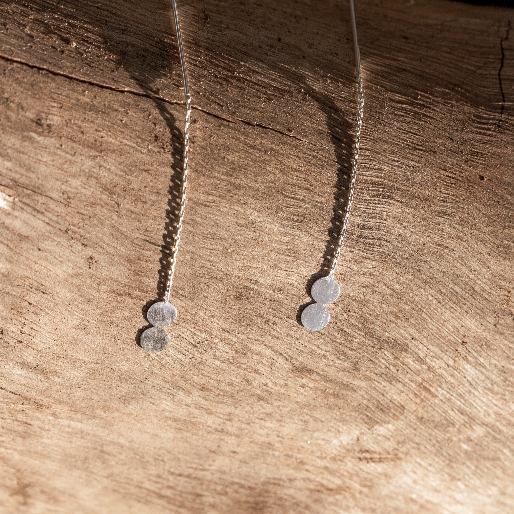Sterling Silver Double Dot Threader Earrings