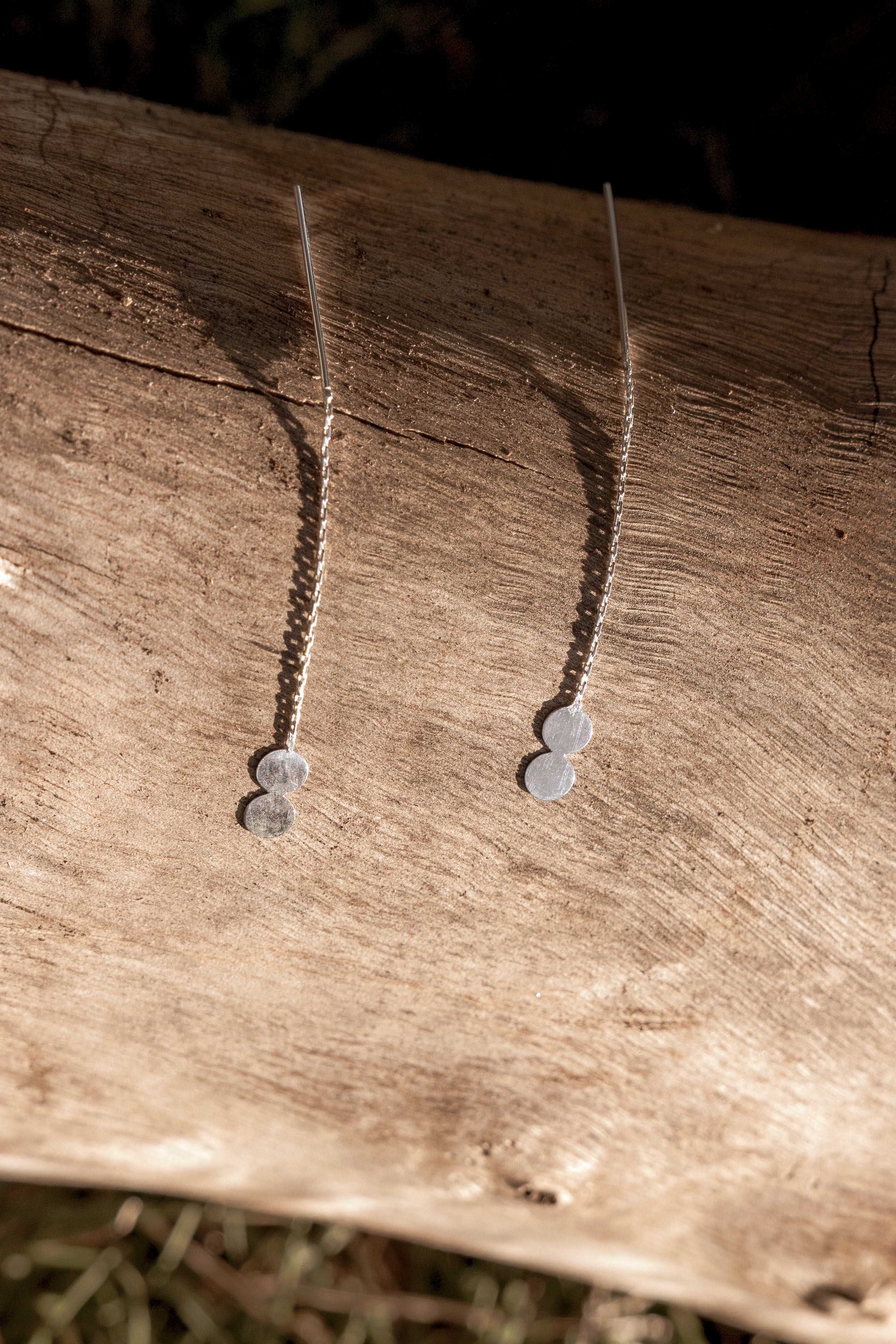 Sterling Silver Double Dot Threader Earrings
